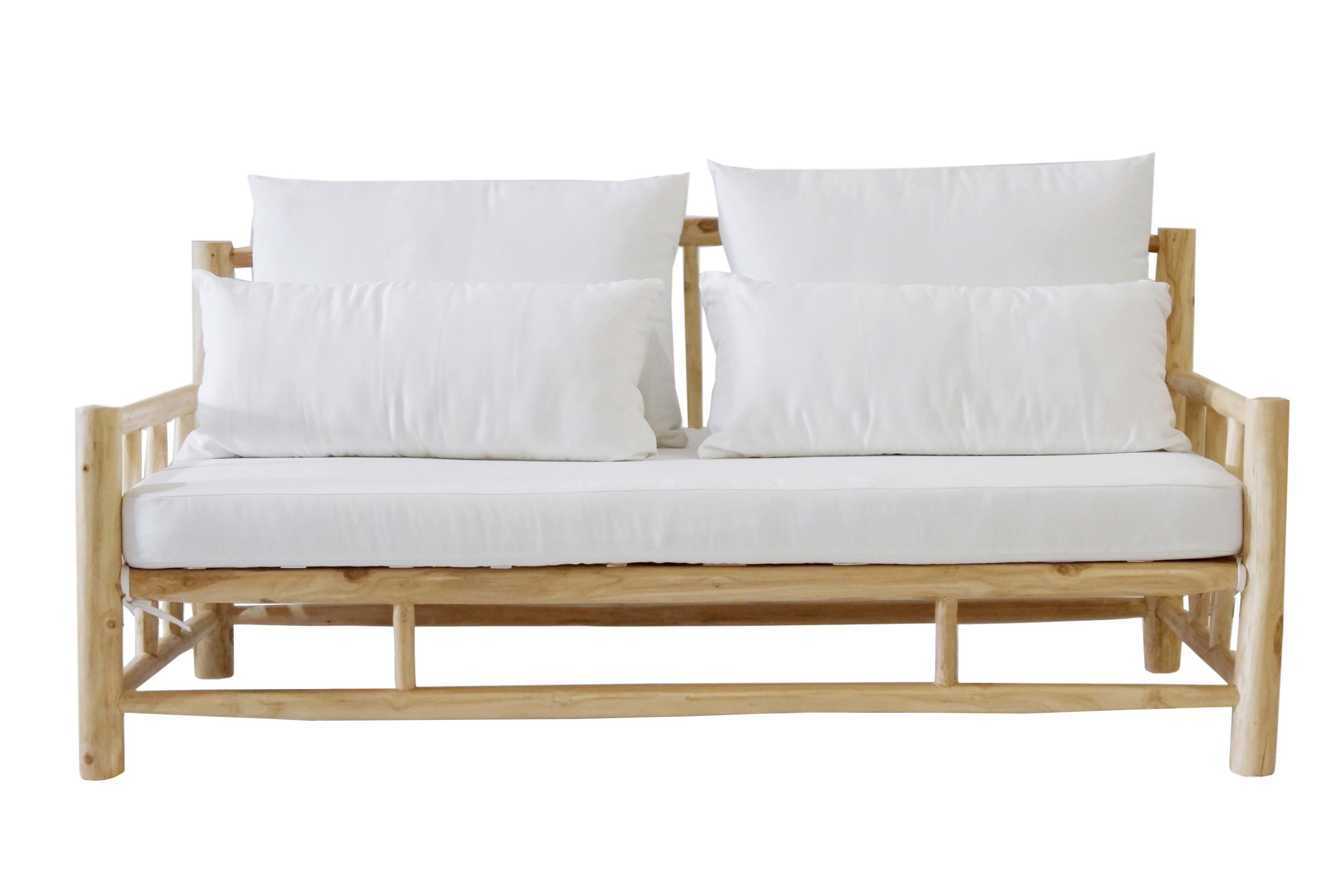 Loungesofa aus Teakholz Naturfarben - Weiß/Naturfarben, Design, Holz/Textil (108/80/90cm) - Gardenson