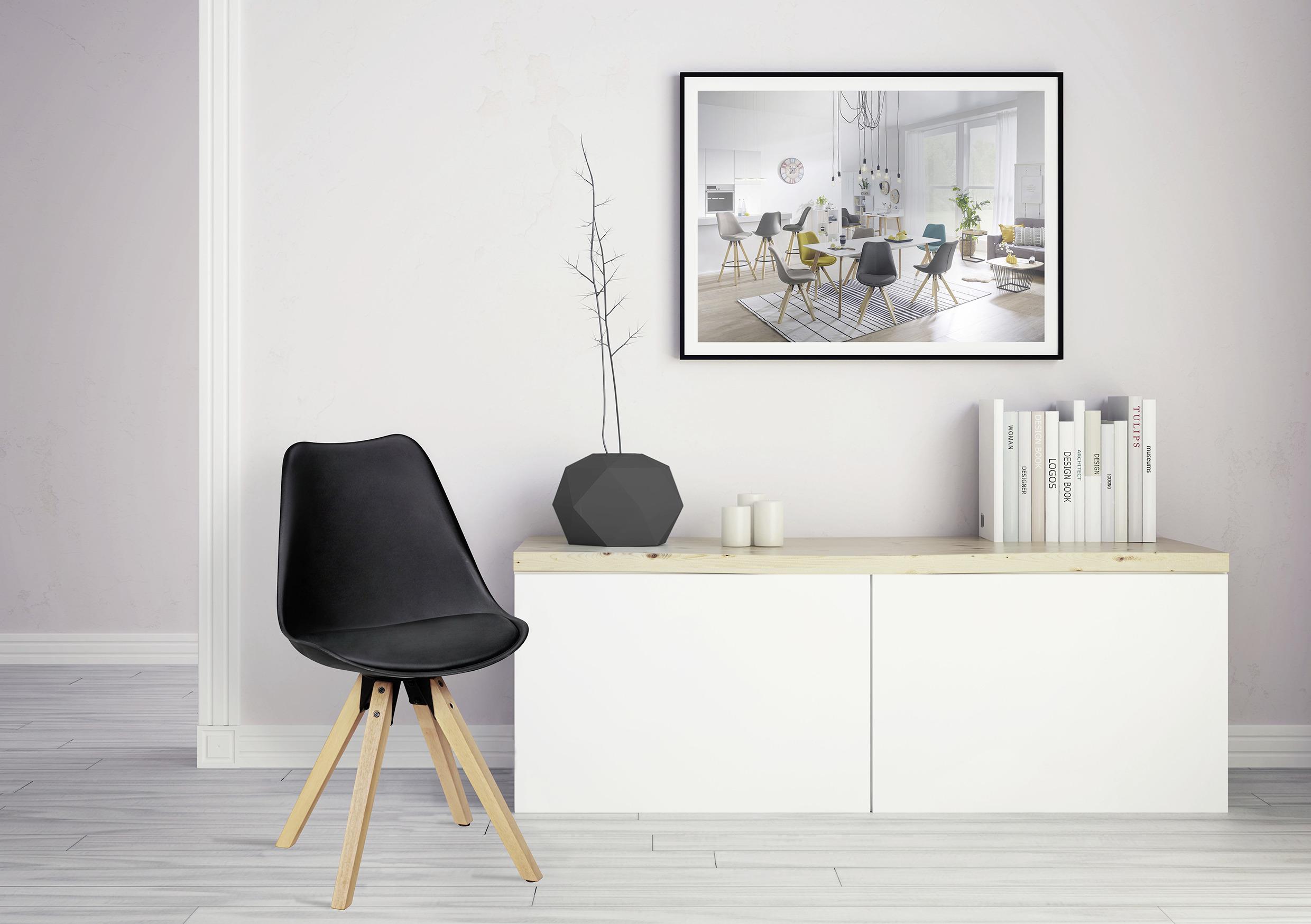 Stuhl 2er-Set Lima in Schwarz - Eichefarben/Schwarz, Design, Holz/Kunststoff (48/89/48cm) - MID.YOU