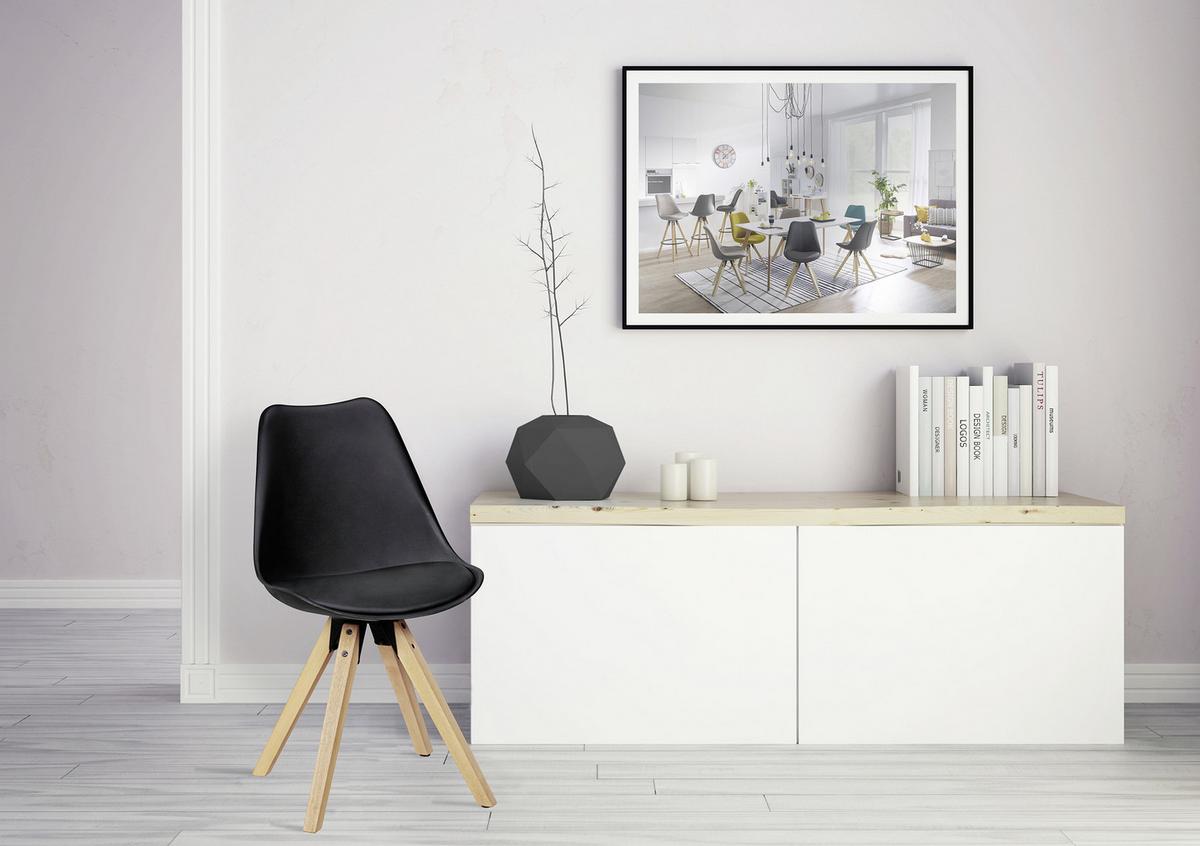 Stuhl-Set in Schwarz ´LIMA´ - Eichefarben/Schwarz, Design, Holz/Kunststoff (48/89/48cm) - MID.YOU