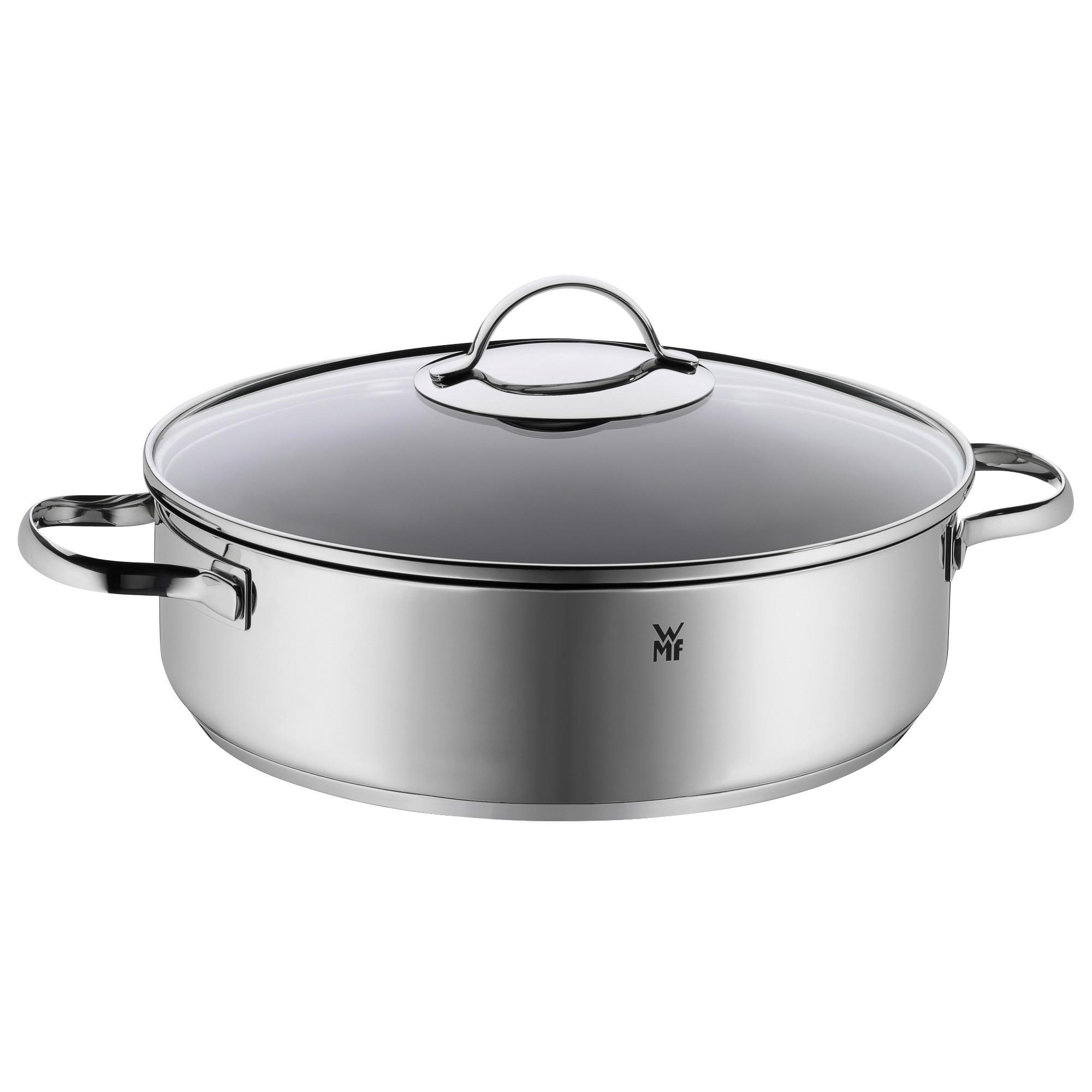 PATELNIA DO DUSZENIA 0761406380 WMF - kolor srebrny/kolor stalowy, Basics, metal/szkło (28cm) - WMF