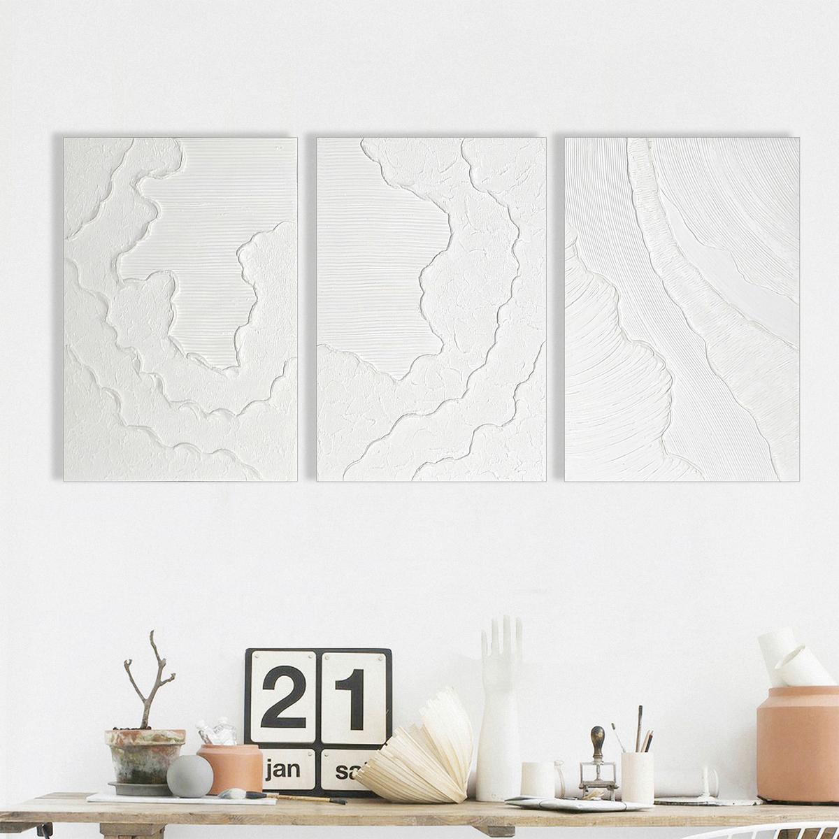 Leinwandbild Rolling Weiss ca. 40x60cm, 3-teilig - Weiss, Modern, Holz/Textil (40/60/2,5cm) - Mömax