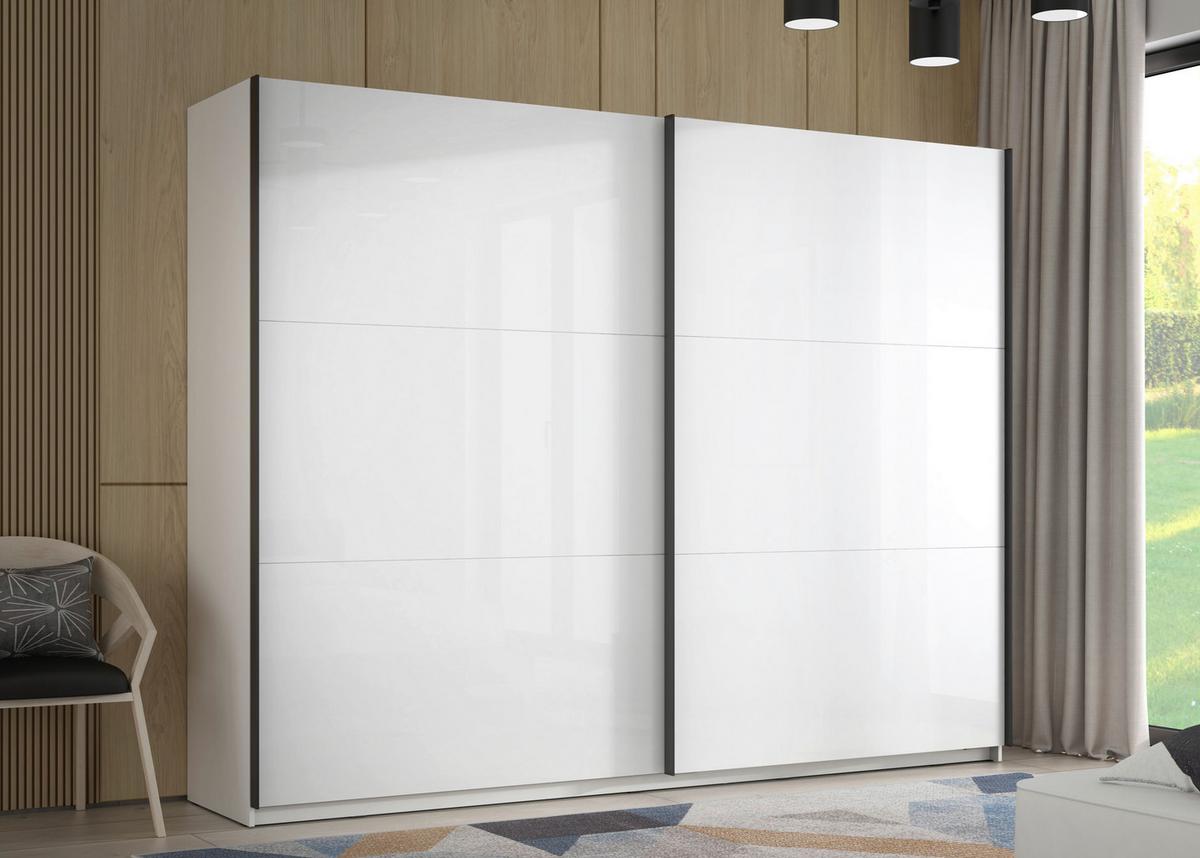 Omara Z Drsnimi Vrati Leader, Bela - črna/bela, Moderno, kovina/leseni material (269,9/209,7/61,2cm) - Carryhome
