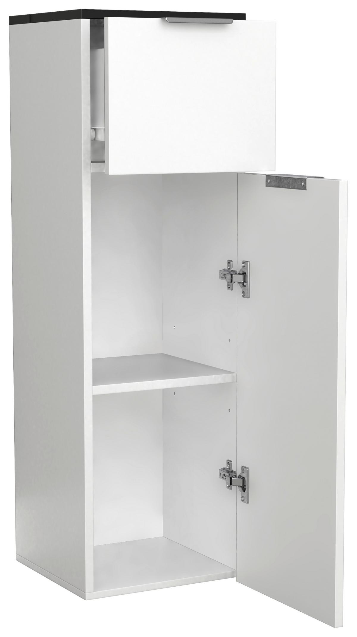 Highboard Donali ca. 30x95 cm Weiß/Schwarz - Silberfarben/Schwarz, MODERN, Holzwerkstoff/Kunststoff (30/95/30cm) - MID.YOU