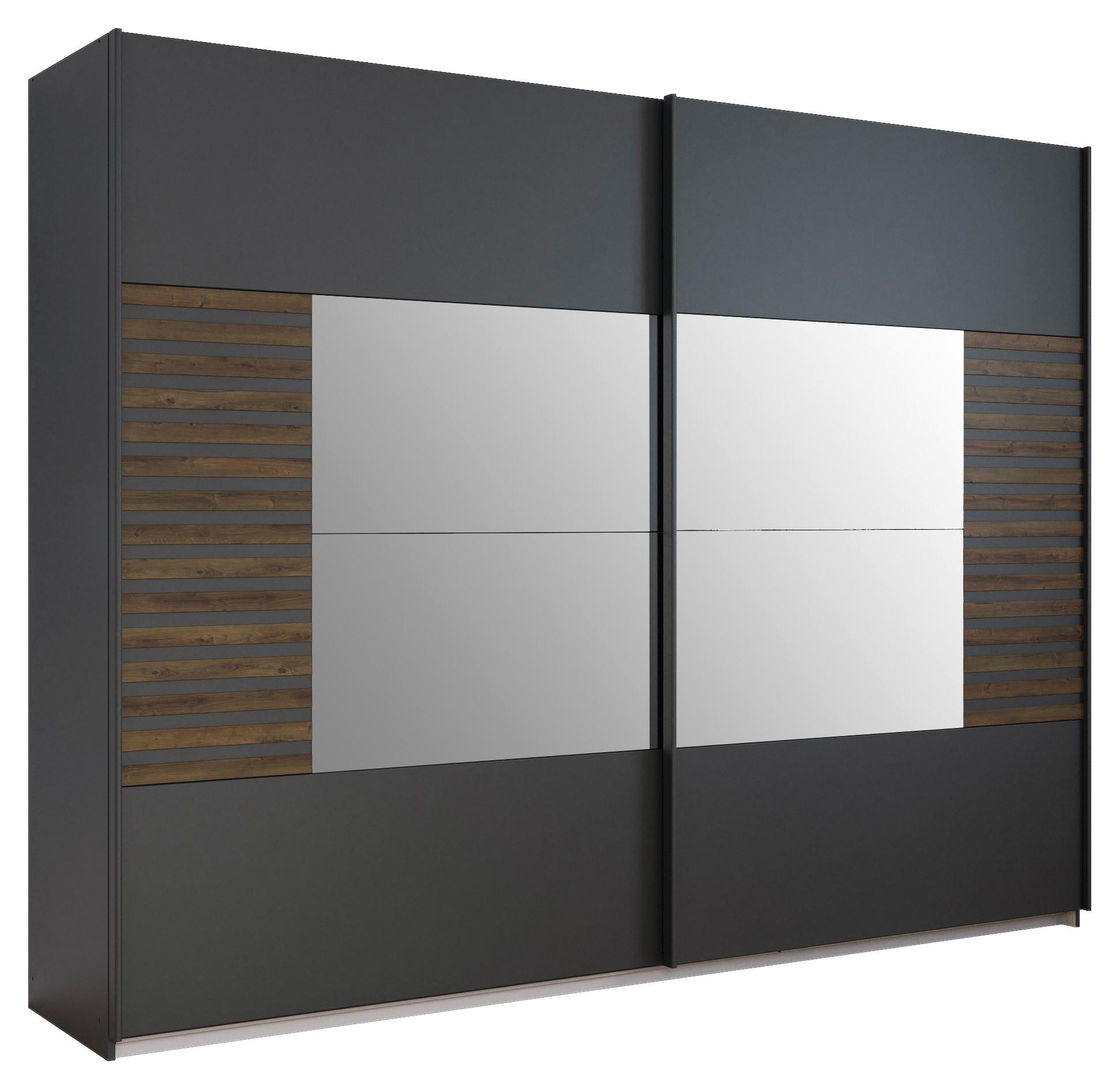 Omara Z Drsnimi Vrati Barea, Temno Siva - temno siva/siva, Moderno, kovina/leseni material (271/210/62cm) - Rauch Möbel