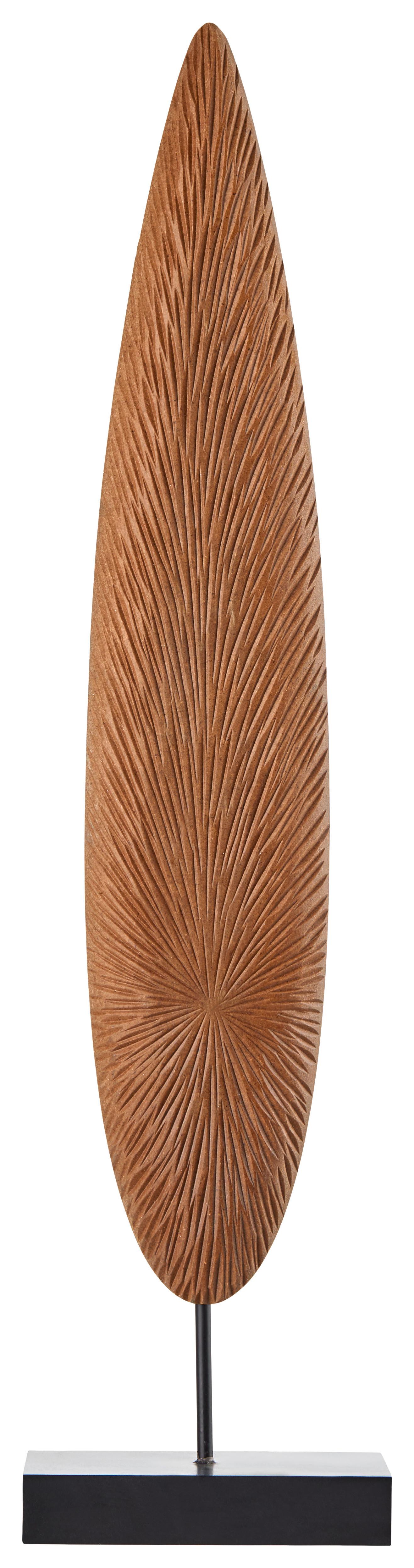 Skulptur in Naturfarben/Schwarz - Schwarz/Naturfarben, Holzwerkstoff/Metall (13/55/9cm) - Zandiara