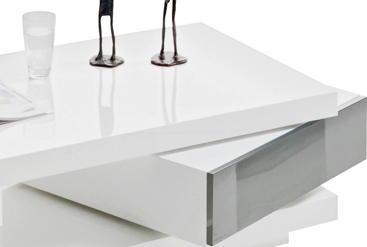 STOLIK KAWOWY CHICAGO - biały, Modern, materiał drewnopochodny (120/36/60cm)