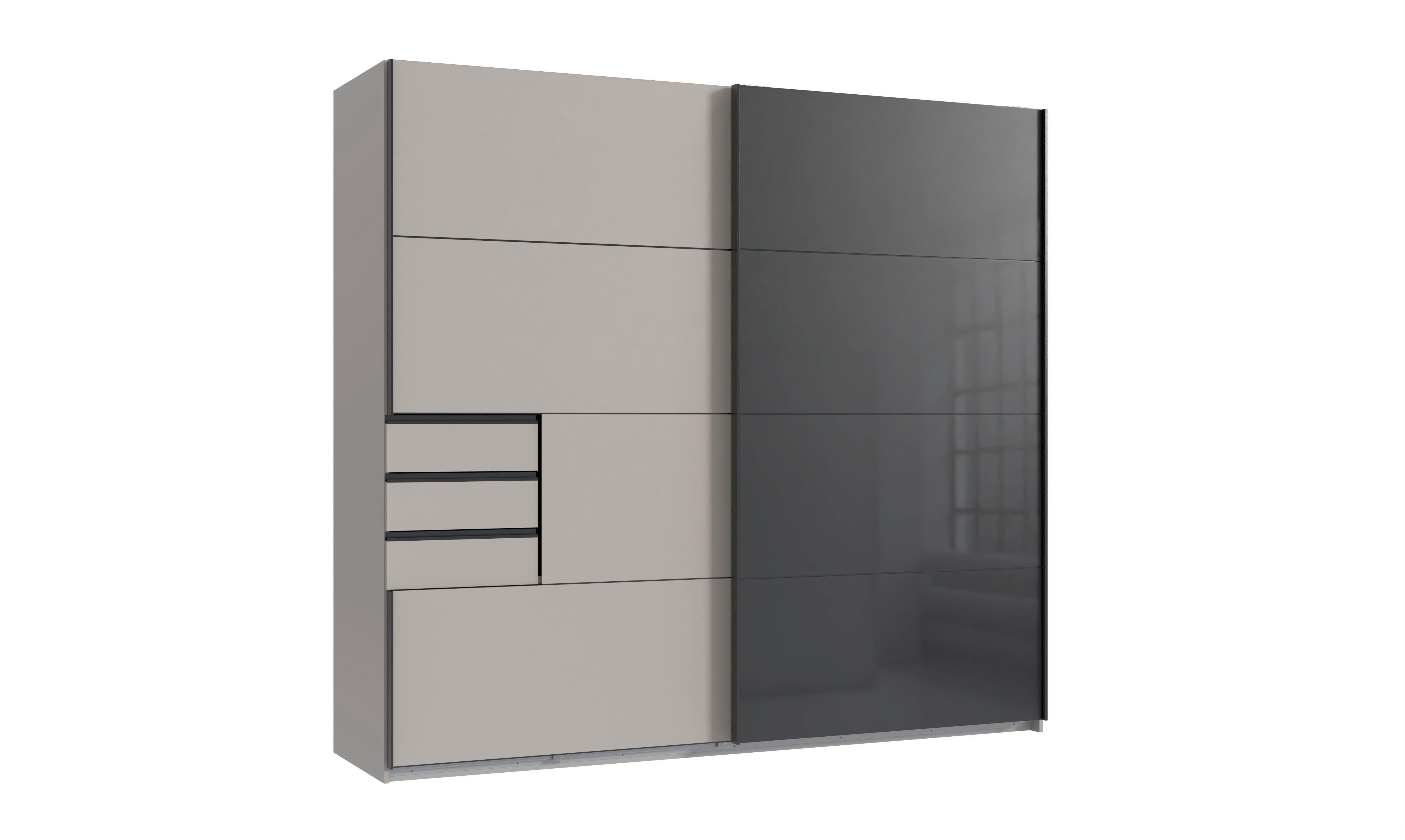 Omara Z Drsnimi Vrati Tilburg, Siva, Črna - sahara/črna, Moderno, kovina/steklo (225/208/65cm)