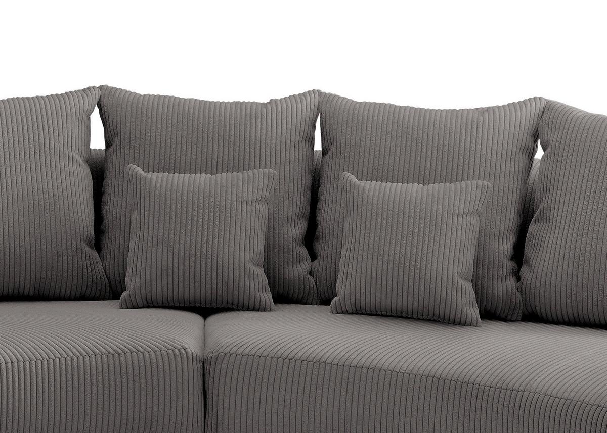 Wohnlandschaft Limoncello m. Hocker ca. 160x300cm Grau Cord - Schwarz/Grau, Design, Kunststoff/Textil (160/300cm) - Livetastic