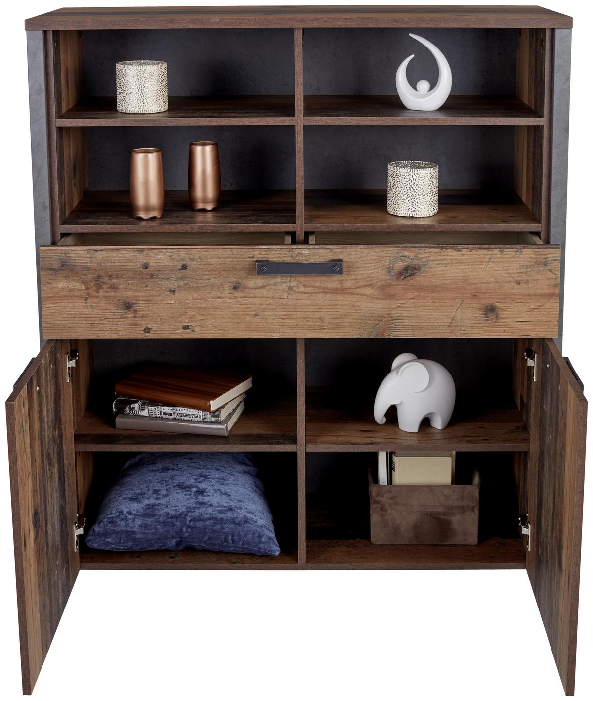 Visoka Komoda Clif - temno siva/črna, Moderno, kovina/umetna masa (107/128/42cm) - Zandiara