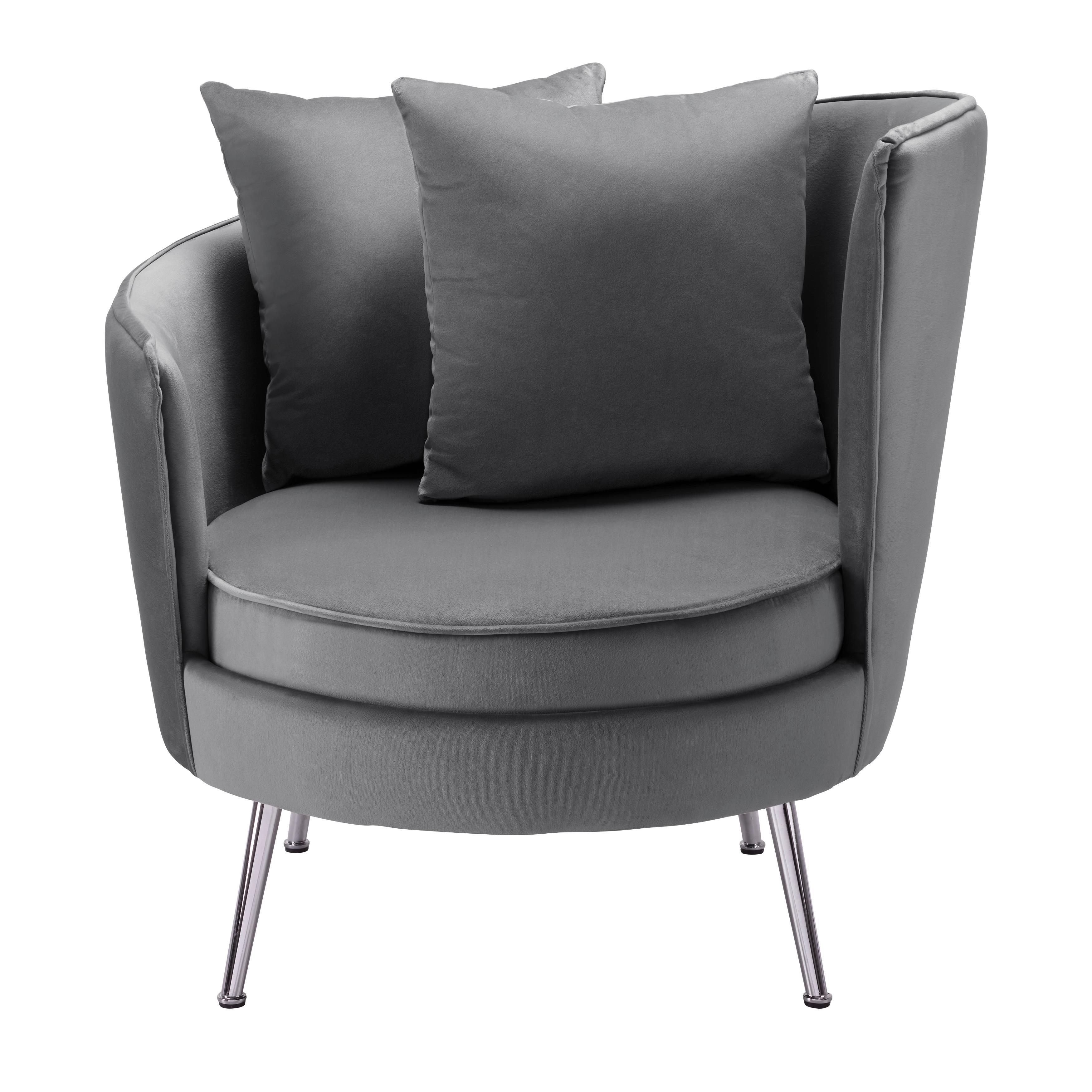 Sessel Cherie Dunkelgrau Samt - Chromfarben/Dunkelgrau, MODERN, Textil/Metall (87/83/85cm) - Bessagi Home