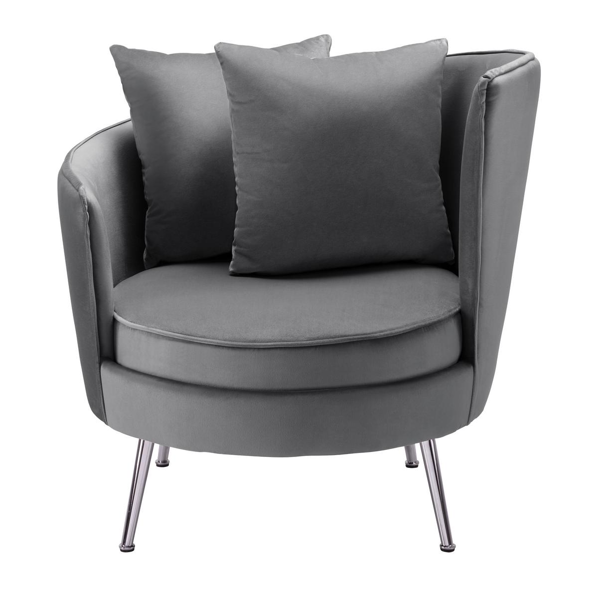 Sessel Cherie Dunkelgrau Samt - Chromfarben/Dunkelgrau, MODERN, Textil/Metall (87/83/85cm) - Bessagi Home