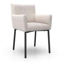 Armlehnstuhl Sofia Beige Cord Gepolstert - Beige/Schwarz, MODERN, Holz/Textil (57/87/58cm) - Bessagi Home