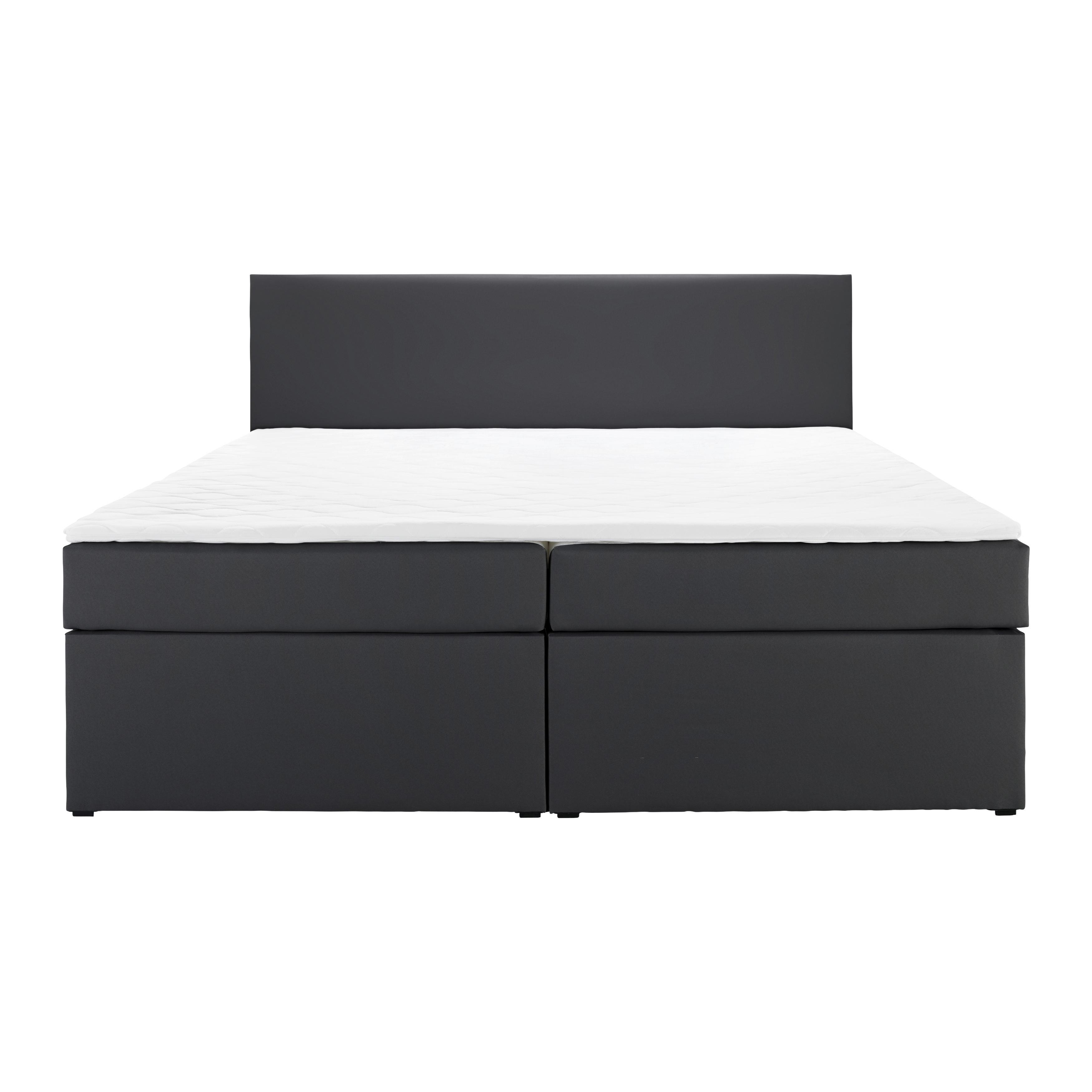 Boxspringbett LUCY dunkelgrau ca. 180x200cm inkl. Topper - Dunkelgrau, Modern, Holz/Kunststoff (180/200cm) - Bessagi Home