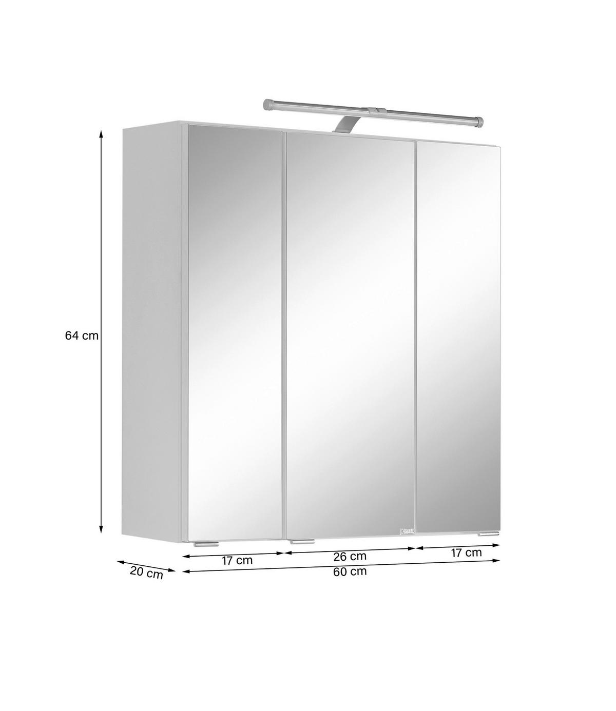Spiegelschrank Paris ca. 60x64 cm Weiß - Silberfarben/Weiß, MODERN, Glas/Holzwerkstoff (60/64/20cm) - Held