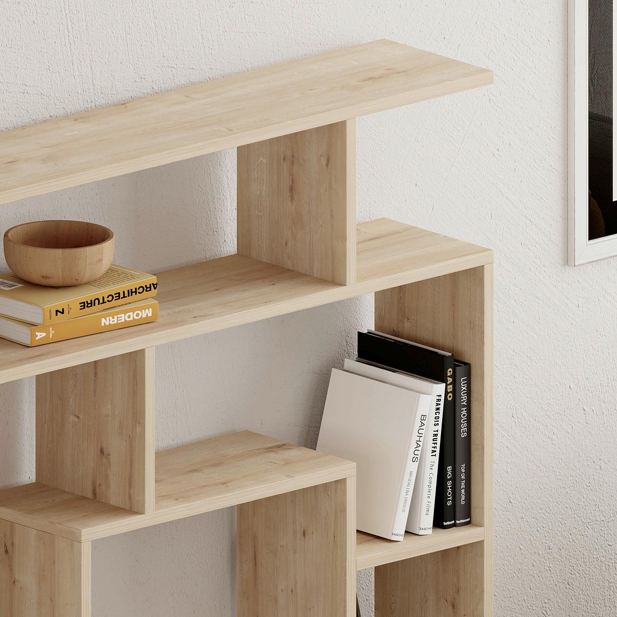 Bücherregal Labirent ca. 125x129x22 cm Eichefarben - Eichefarben, Design, Holzwerkstoff (125/129/22cm) - Livetastic