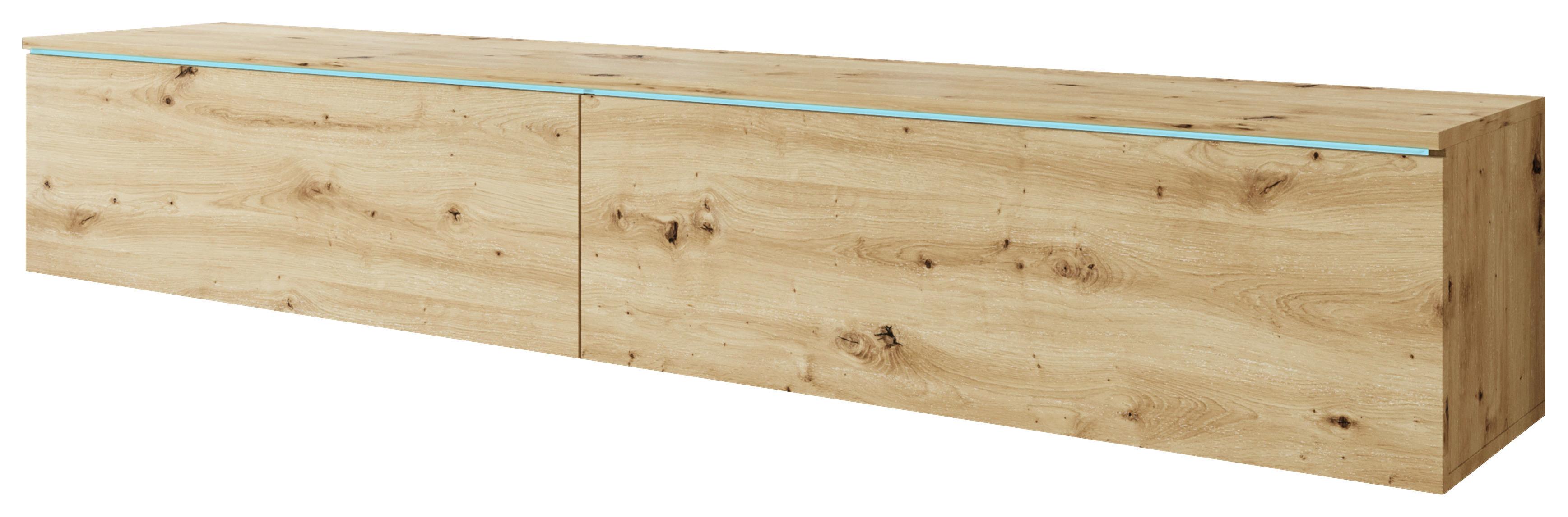 Nizka Omarica Lowa, Barva Hrasta - siva/hrast artisan, Basics, umetna masa/leseni material (180/30/33cm) - P & B