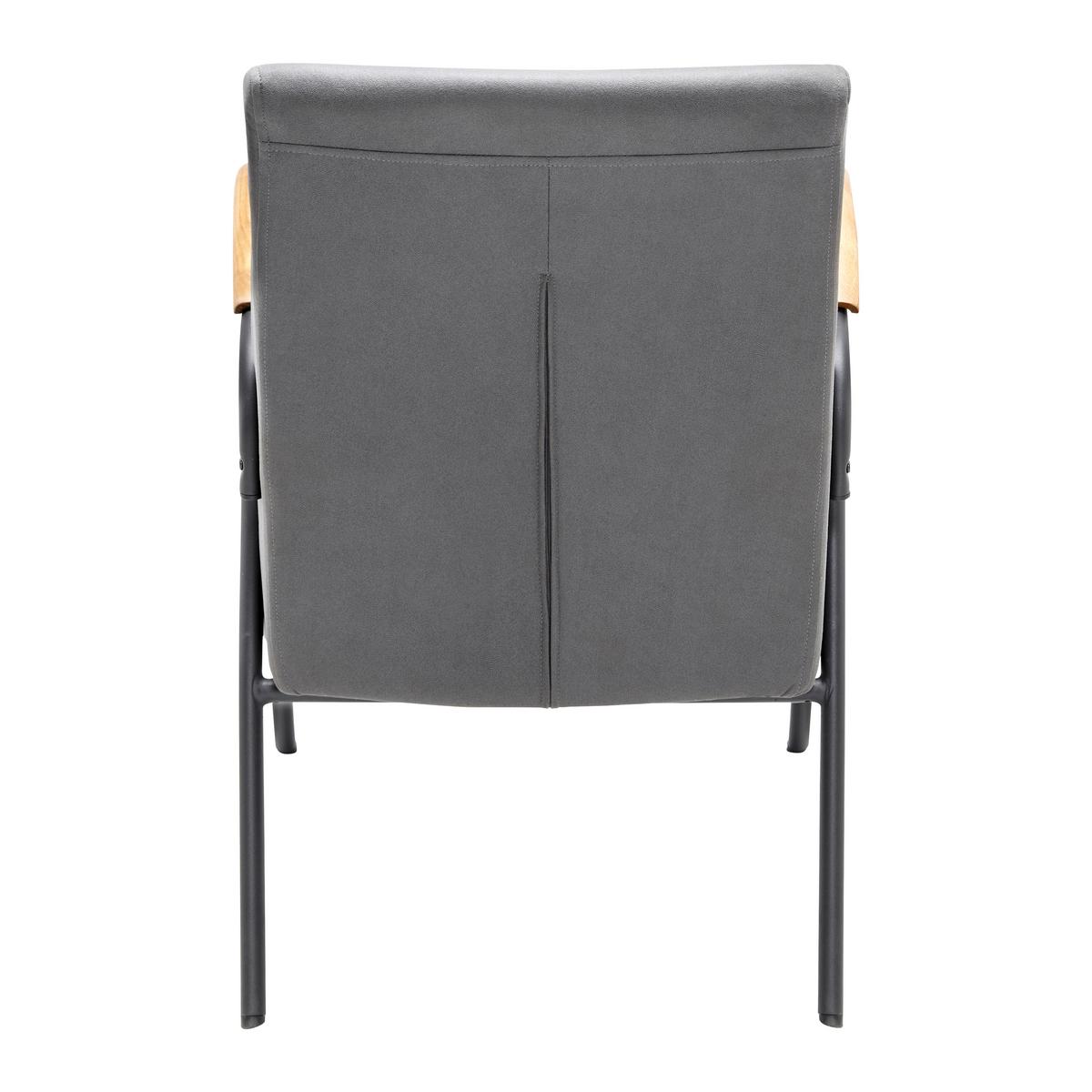 Relaxsessel Nati Grau Mikrofaser - Schwarz/Naturfarben, MODERN, Holz/Textil (52/79/66cm) - Bessagi Home
