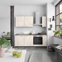 Küchenblock Riva Low m. Geräten Weiß - Schieferfarben/Edelstahlfarben, MODERN, Holzwerkstoff/Metall (210cm) - Nobilia
