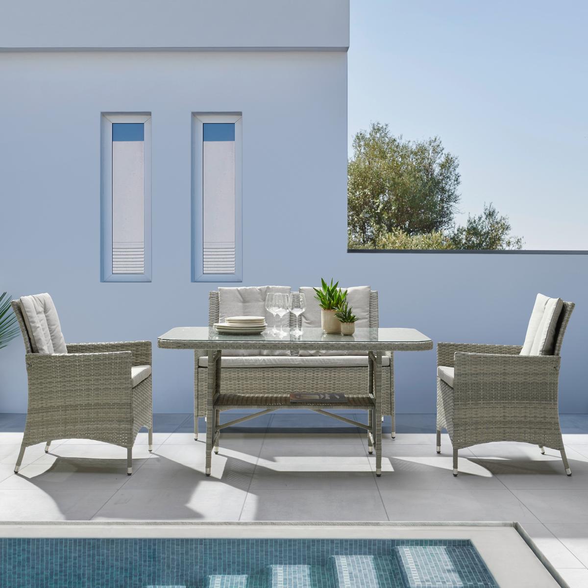 KOMPLET MEBLI TARASOWYCH MARGE - szary, Modern, tworzywo sztuczne/metal (262/129/88cm) - Modern Living