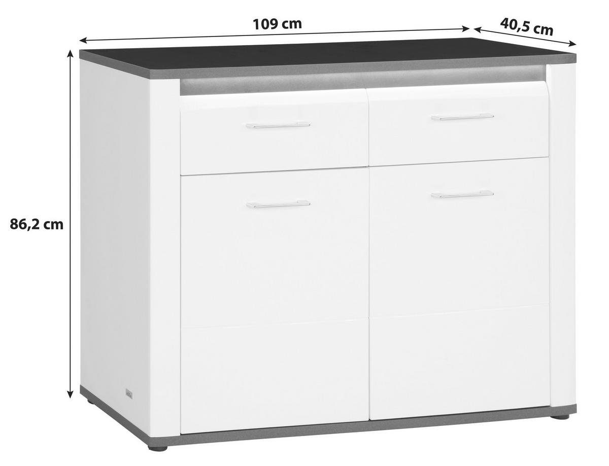 Komoda Alassio Alsk12 - barve kroma/črna, Moderno, umetna masa/leseni material (109/86,2cm) - Mömax
