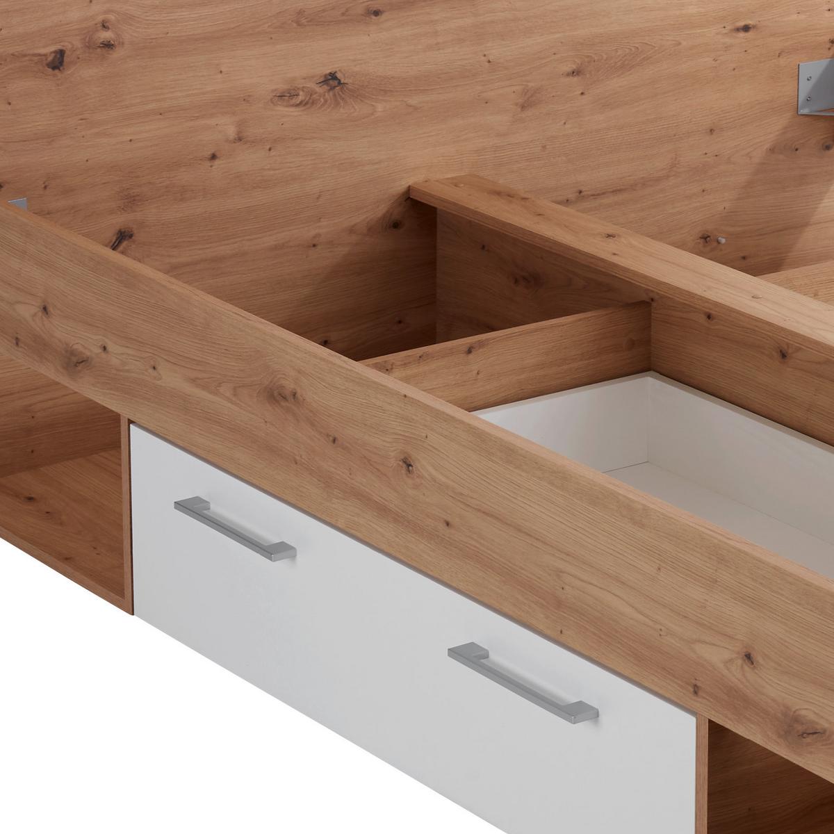 Krevet Box 140 - bijela/boje hrasta, Moderno, drvni materijal (140/200cm) - Modern Living