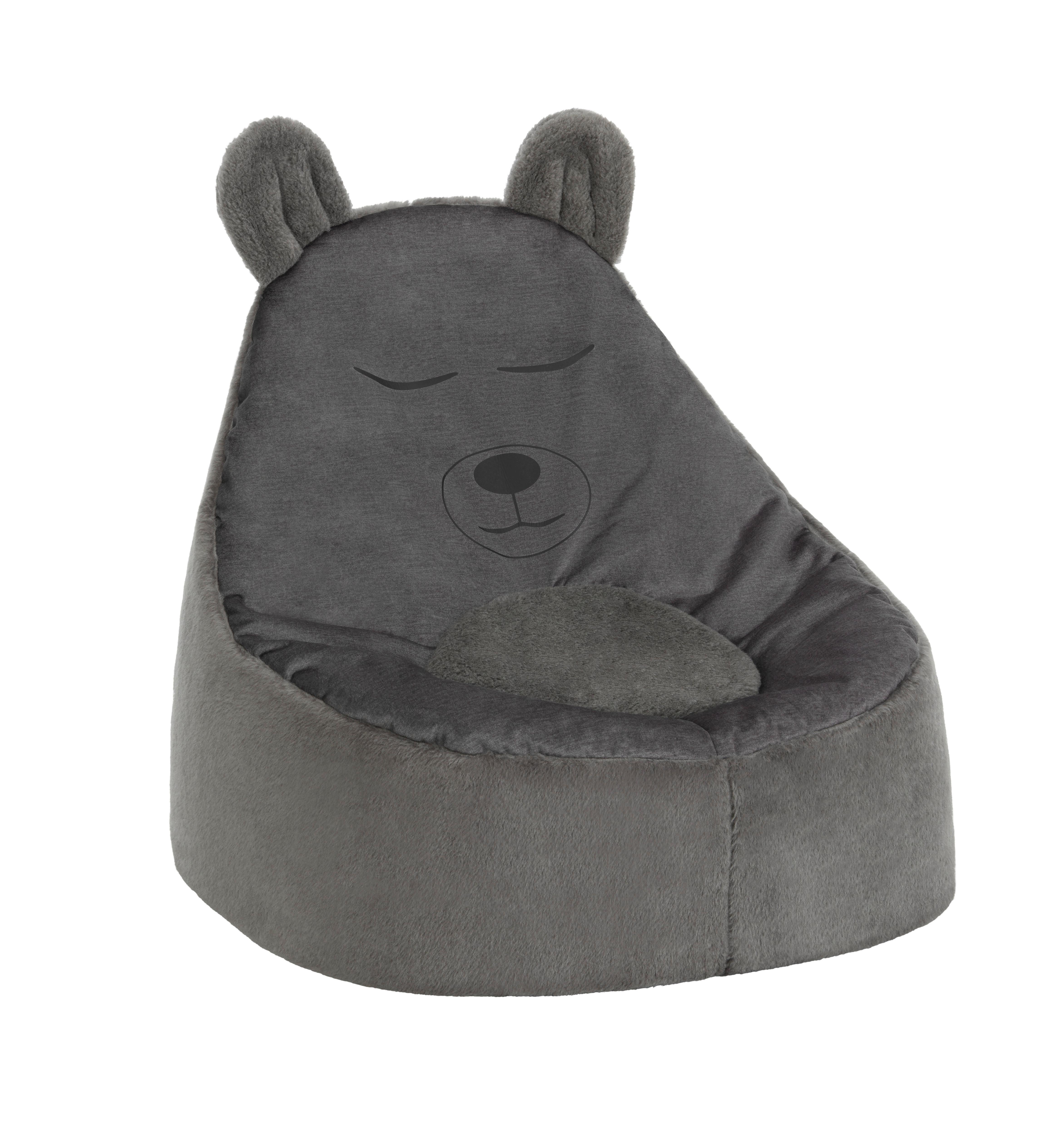Gyerekfotel Maci Forma Sleeping Bear - Antracit, Textil (65/80/65cm) - Modern Living