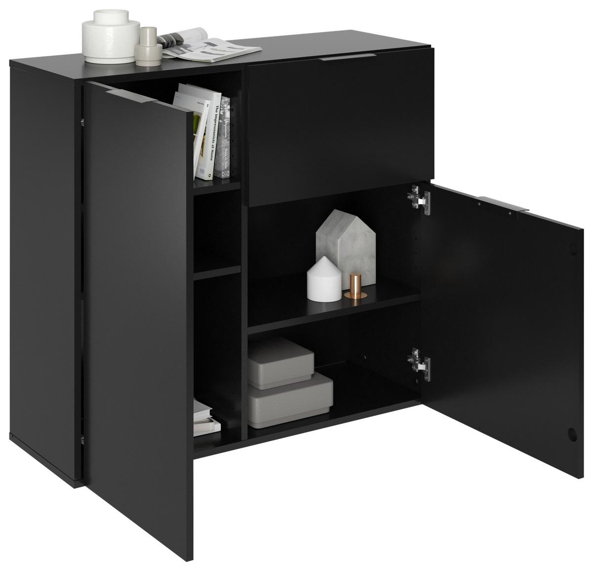KOMODA DARK 1 - czarny, Konventionell, materiał drewnopochodny/tworzywo sztuczne (90/80/32cm) - MID.YOU