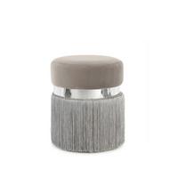HOCKER Hocker in Grau mit Fransen - Silberfarben/Grau, Basics, Holzwerkstoff/Textil (38/45/38cm) - Kayoom