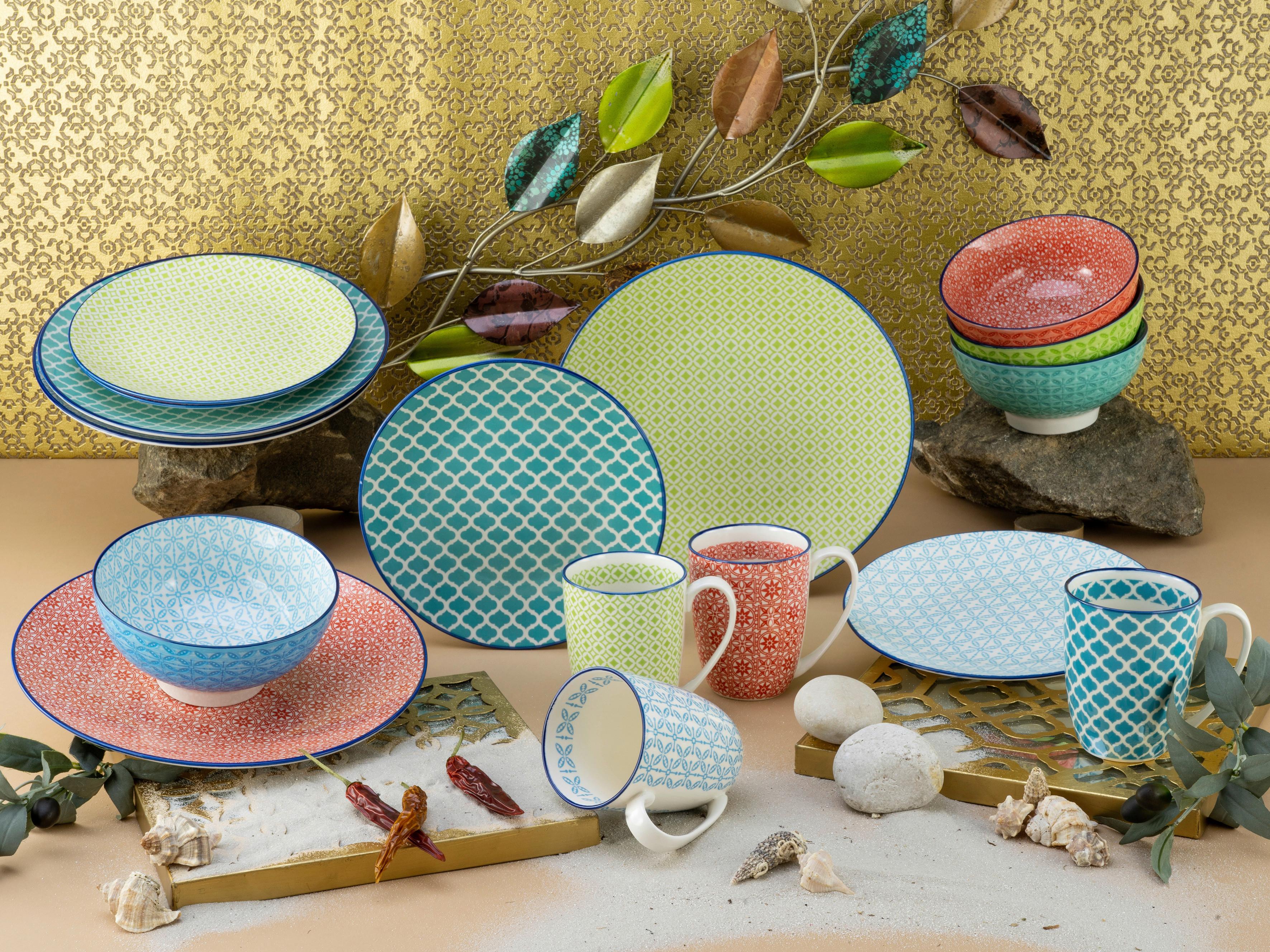 Kombinirani Servis Mediterran, 16-Delni - večbarvno, keramika - Creatable