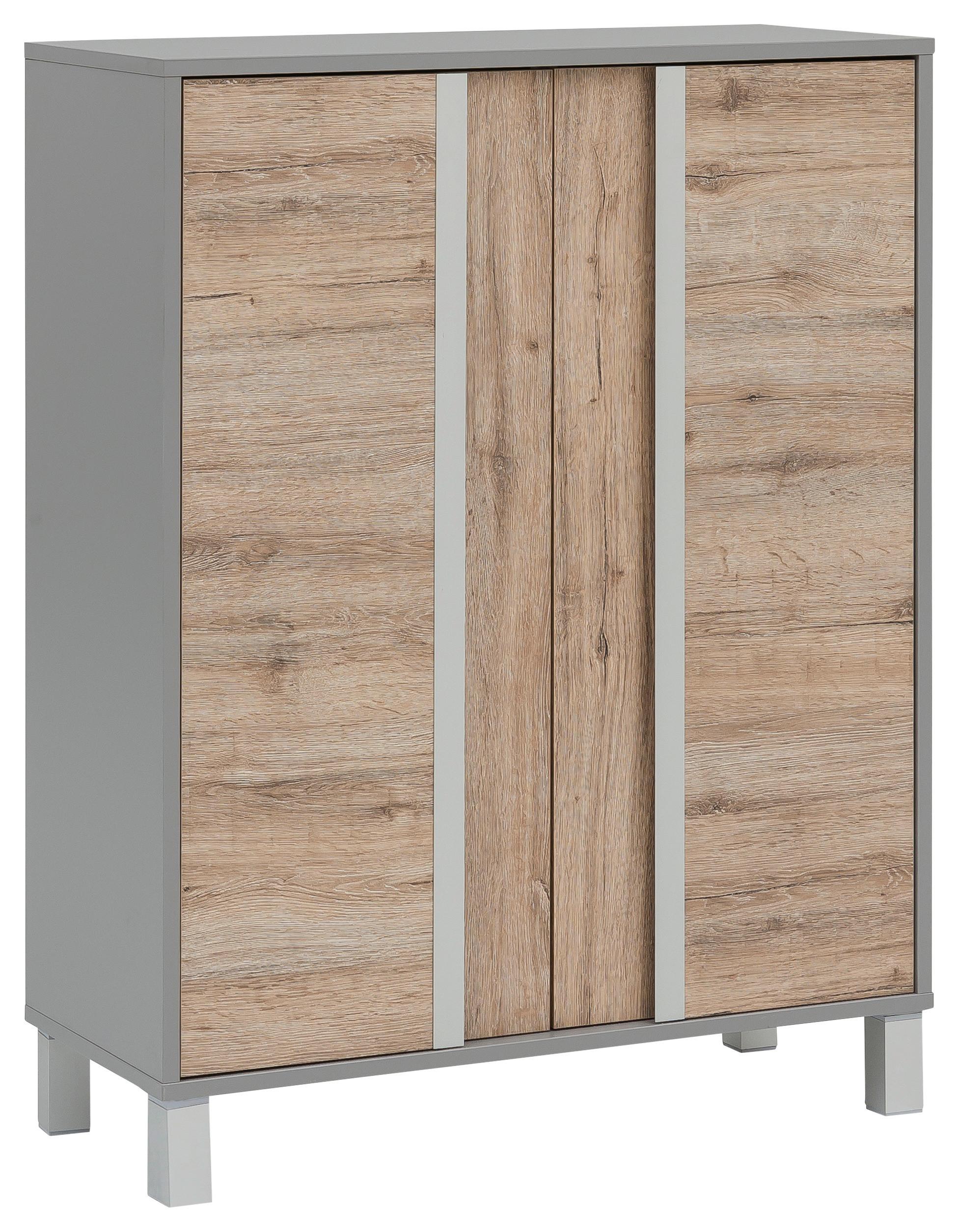 SZAFKA ŚREDNIA SPLIT - kolor dębowy/kolor srebrny, Konventionell, materiał drewnopochodny/metal (77,5/103,5/33,5cm) - Stylife