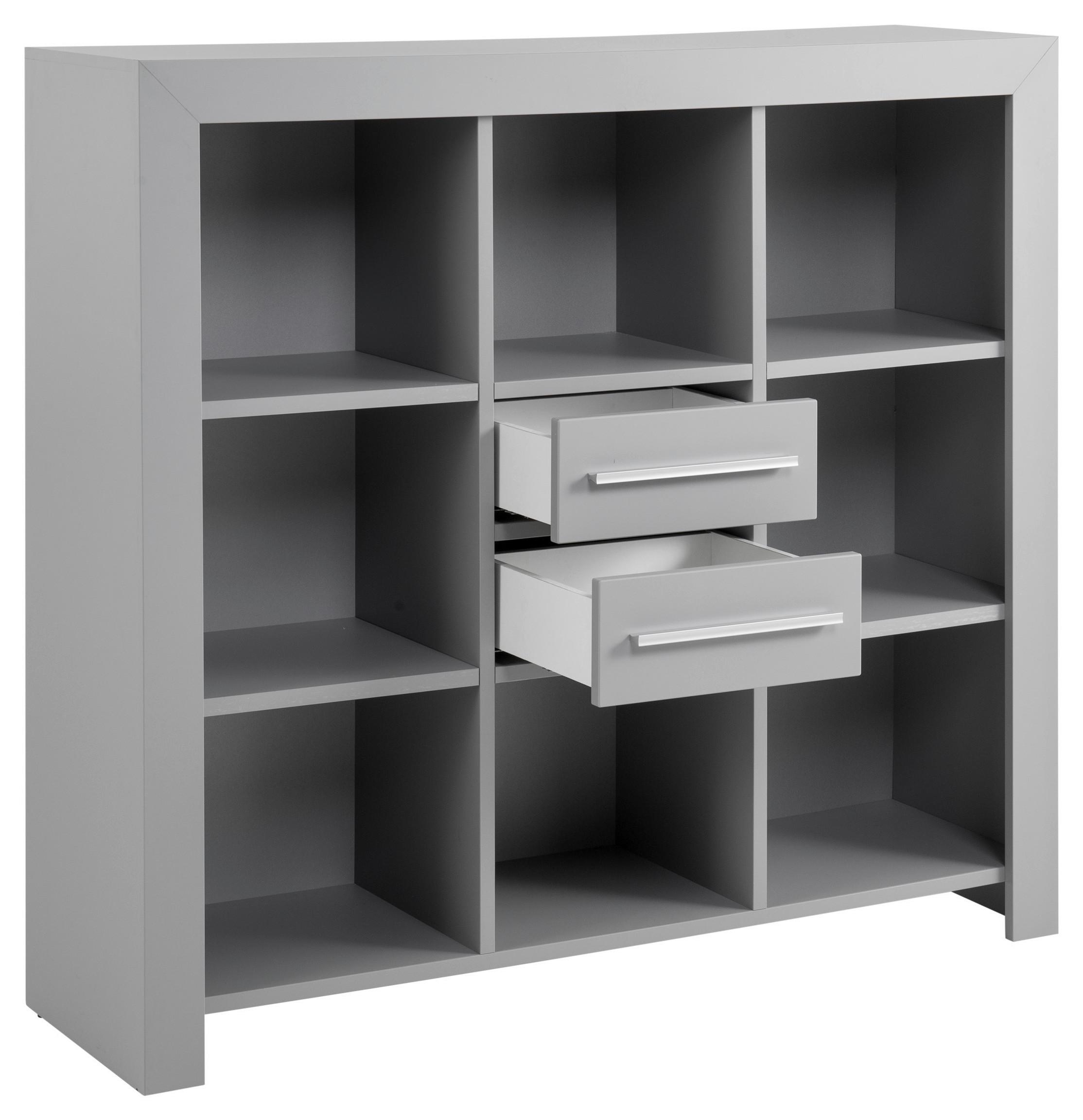Standregal in Grau 'Nikola' - Silberfarben/Schwarz, KONVENTIONELL, Holzwerkstoff/Kunststoff (138/128/41cm) - MID.YOU