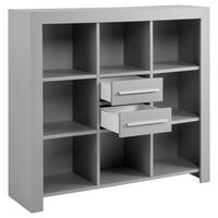 Standregal in Grau 'Nikola' - Silberfarben/Schwarz, KONVENTIONELL, Holzwerkstoff/Kunststoff (138/128/41cm) - MID.YOU