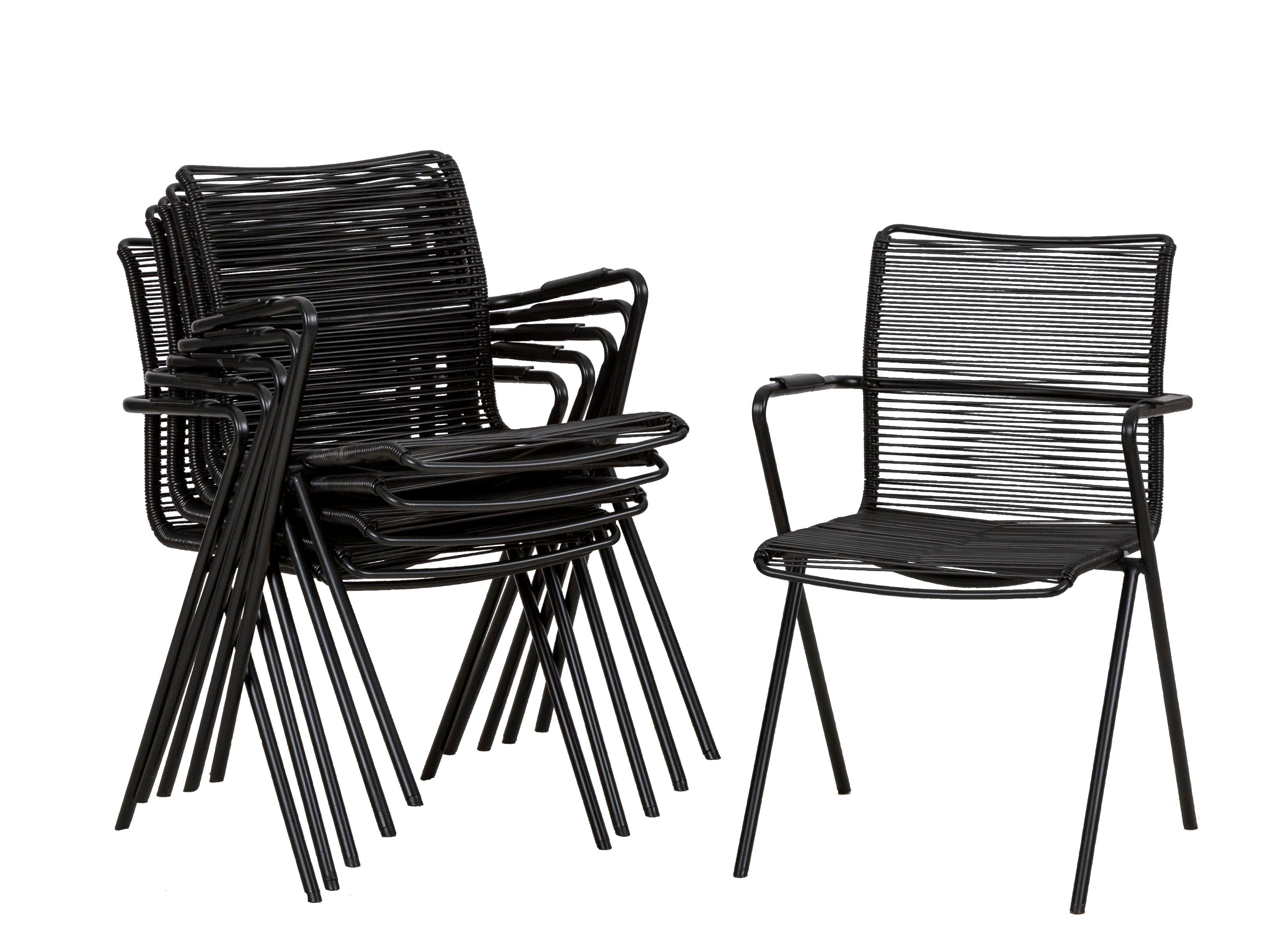 Gartensessel-Set 6-tlg. stapelbar Alpha Rope Aluminium - Anthrazit/Schwarz, Basics, Kunststoff/Metall (55/57/83cm) - Acamp
