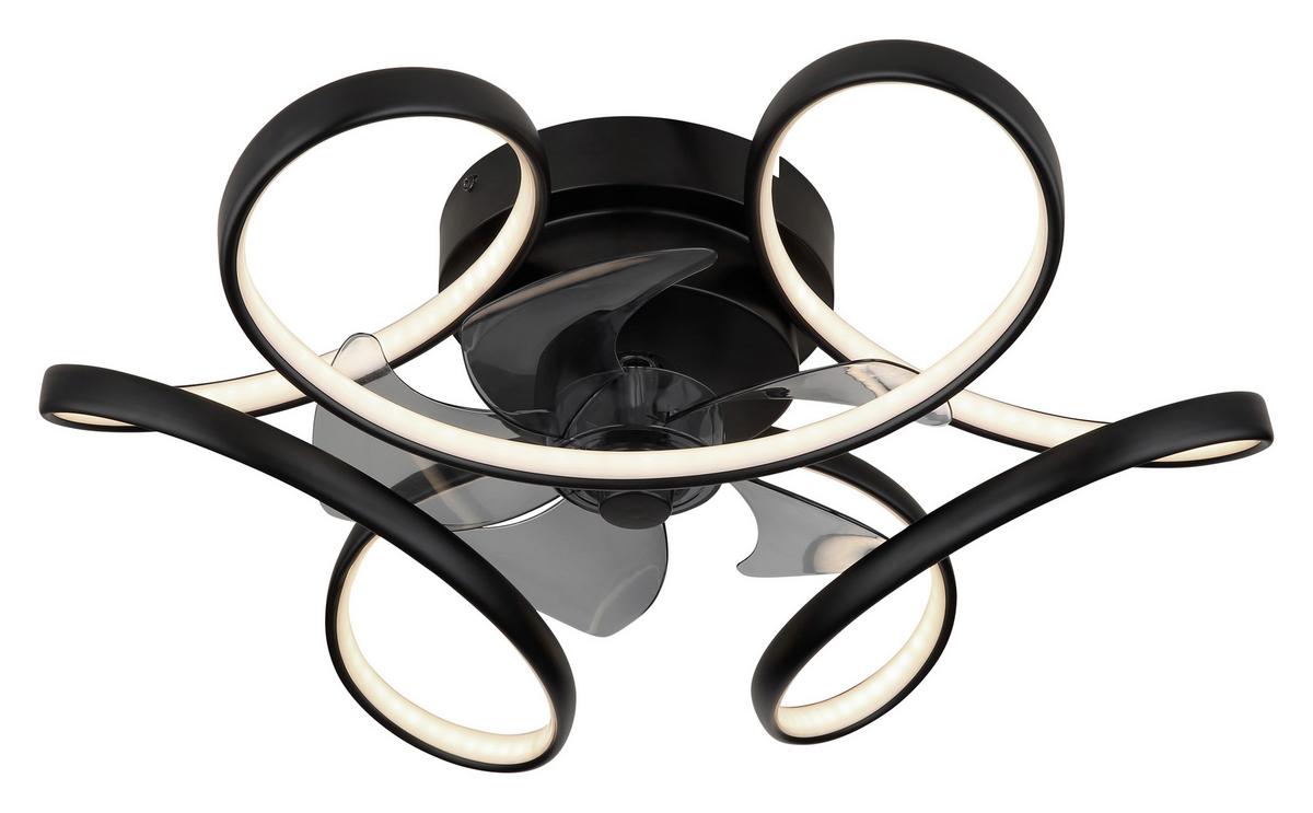 Stropni Ventilator 03638 - črna/opal, Design, kovina/umetna masa (56/21cm) - Globo