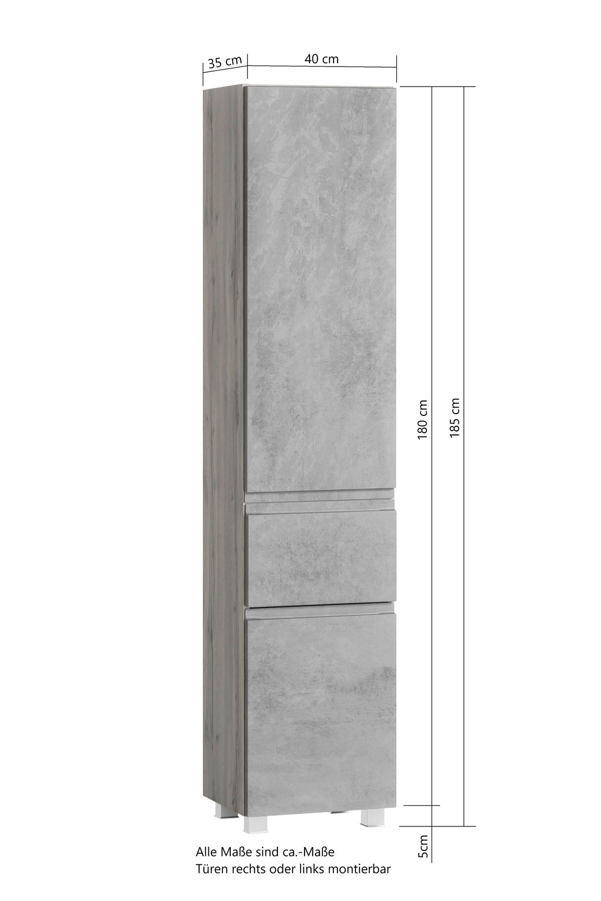 Hochschrank Varese B: 40 cm Weiß/Wotaneiche Dekor - Eiche Wotan/Weiß, MODERN, Holzwerkstoff (40/180/35cm) - Held