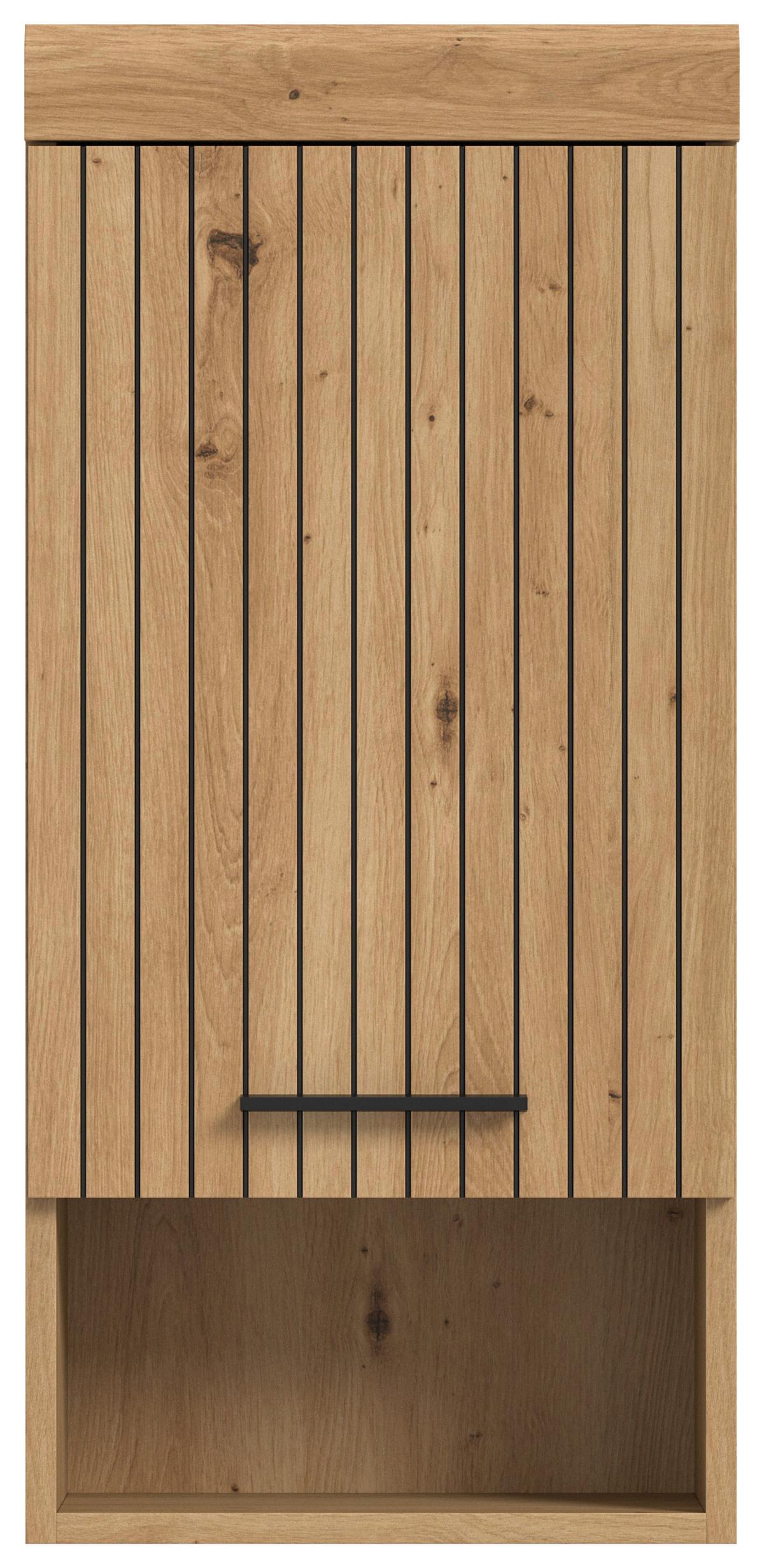 Hängeschrank Scout Eiche Artisan - Schwarz/Eiche Artisan, Trend, Holzwerkstoff/Kunststoff (37/79/24cm) - MID.YOU