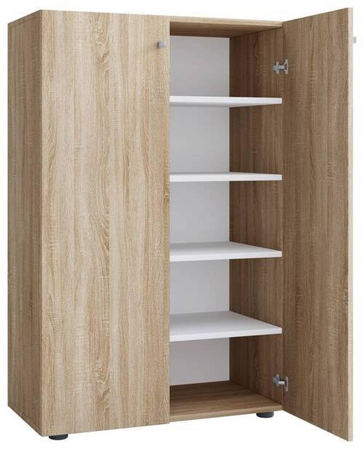 Schuhrschrank Lona XL ca.70x110x39cm Eiche Dekor - Schwarz/Grau, KONVENTIONELL, Holzwerkstoff/Kunststoff (70/110/39cm) - MID.YOU