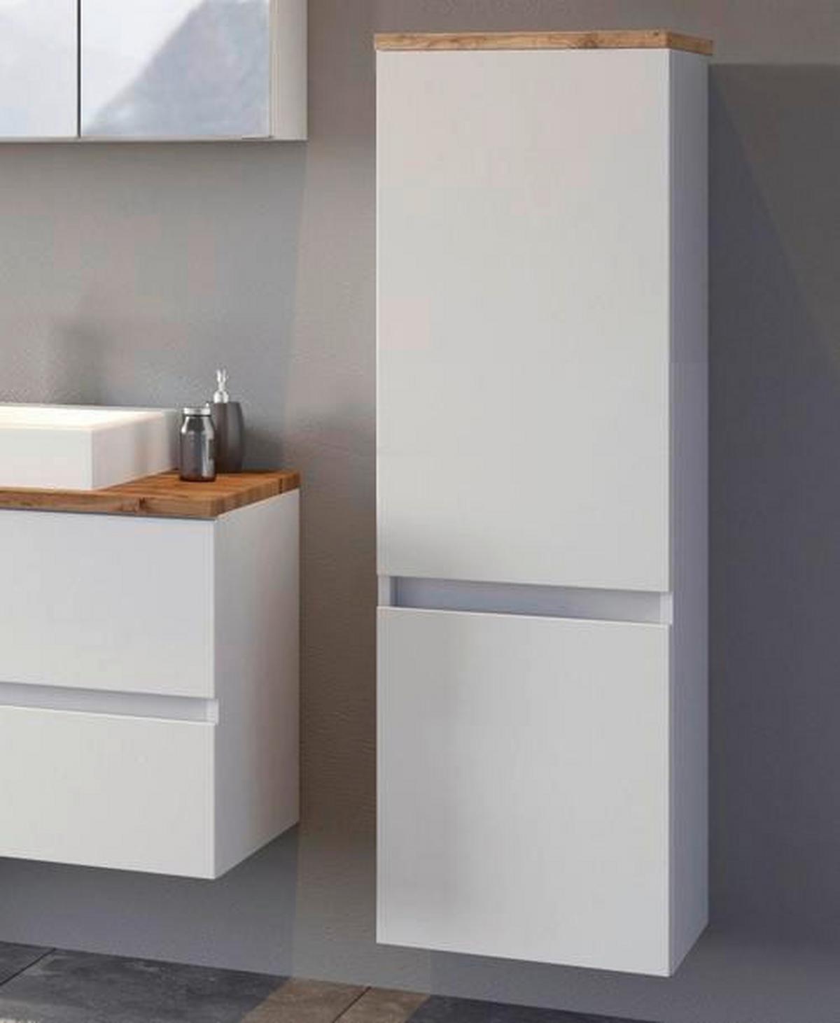 Midischrank in Weiss 'Pienza' - Eichefarben/Silberfarben, Basics, Holzwerkstoff/Kunststoff (40/130/35cm) - Held