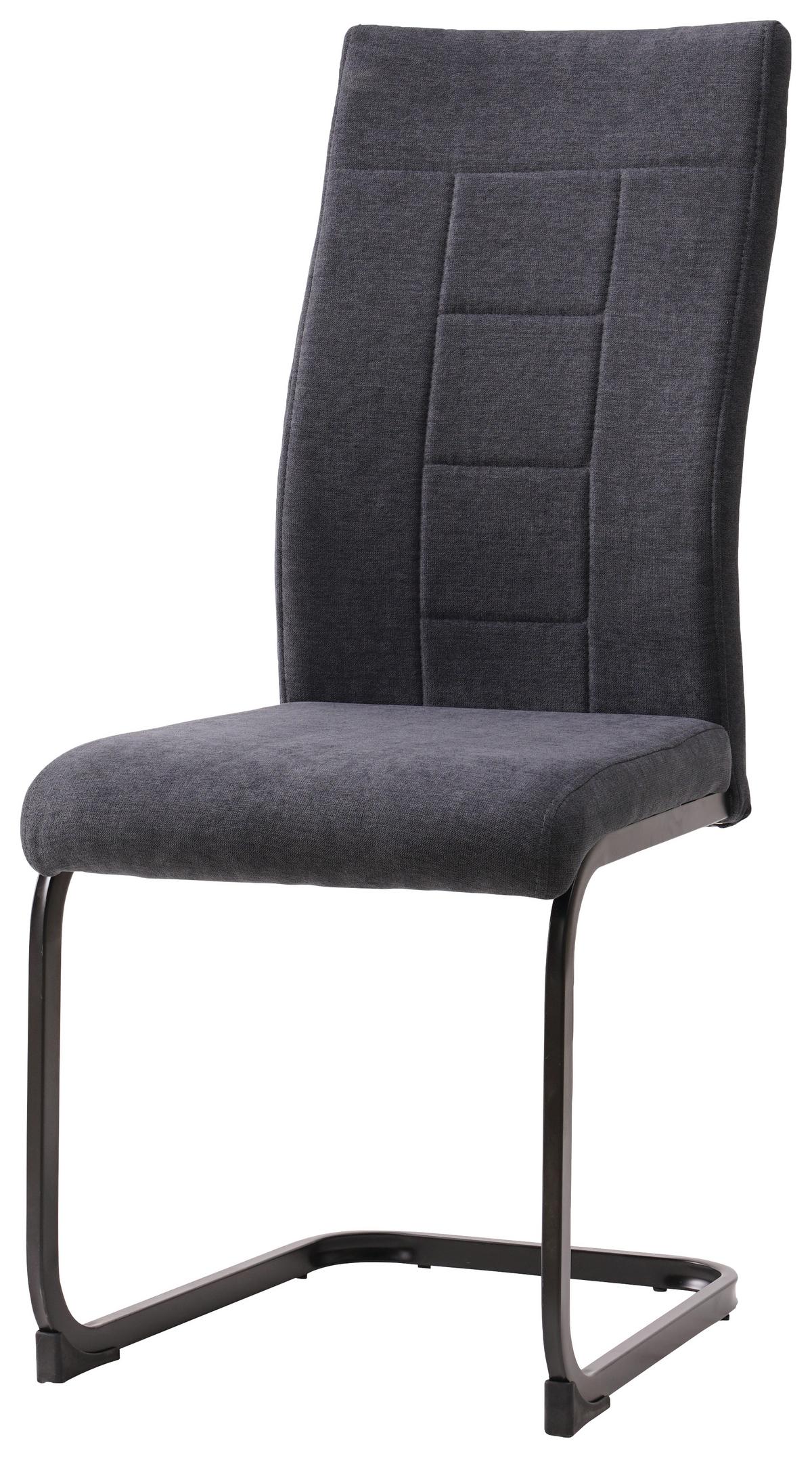 KRZESŁO NA PŁOZIE REUS - czarny/szary, Design, metal/tkanina (43/99/62cm) - Carryhome