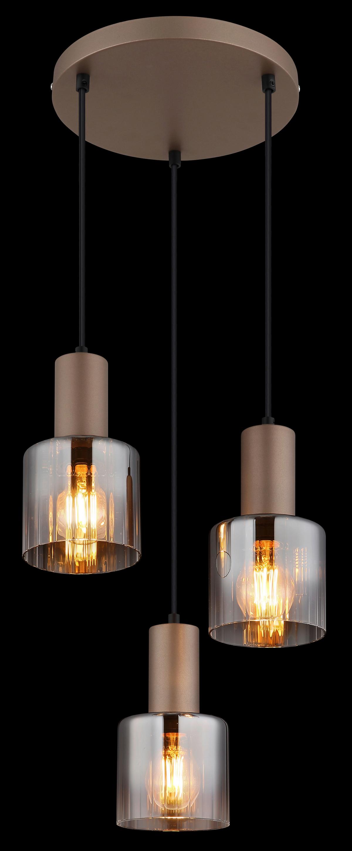 Hängeleuchte 54318-3hr Walton - Klar/Chromfarben, Design, Glas/Kunststoff (28/150cm) - Globo