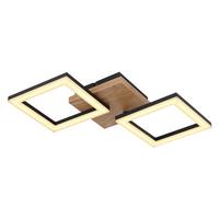 Led Stropna Svjetiljka Opal , Crna Boja - tamno smeđa/crna, Design, drvo/metal (46/22,5/7cm) - Globo