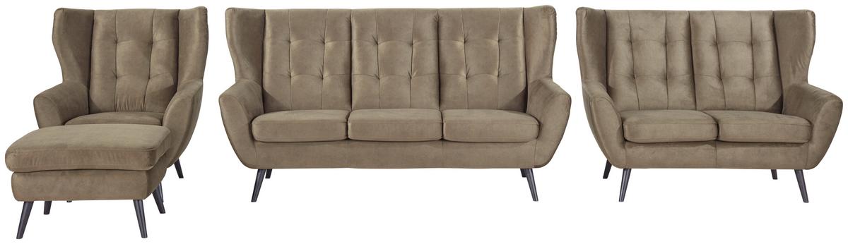 Canapea cu 3 locuri LAHTI - măsliniu, Modern, lemn/textil (193/102/90cm) - Luca Bessoni