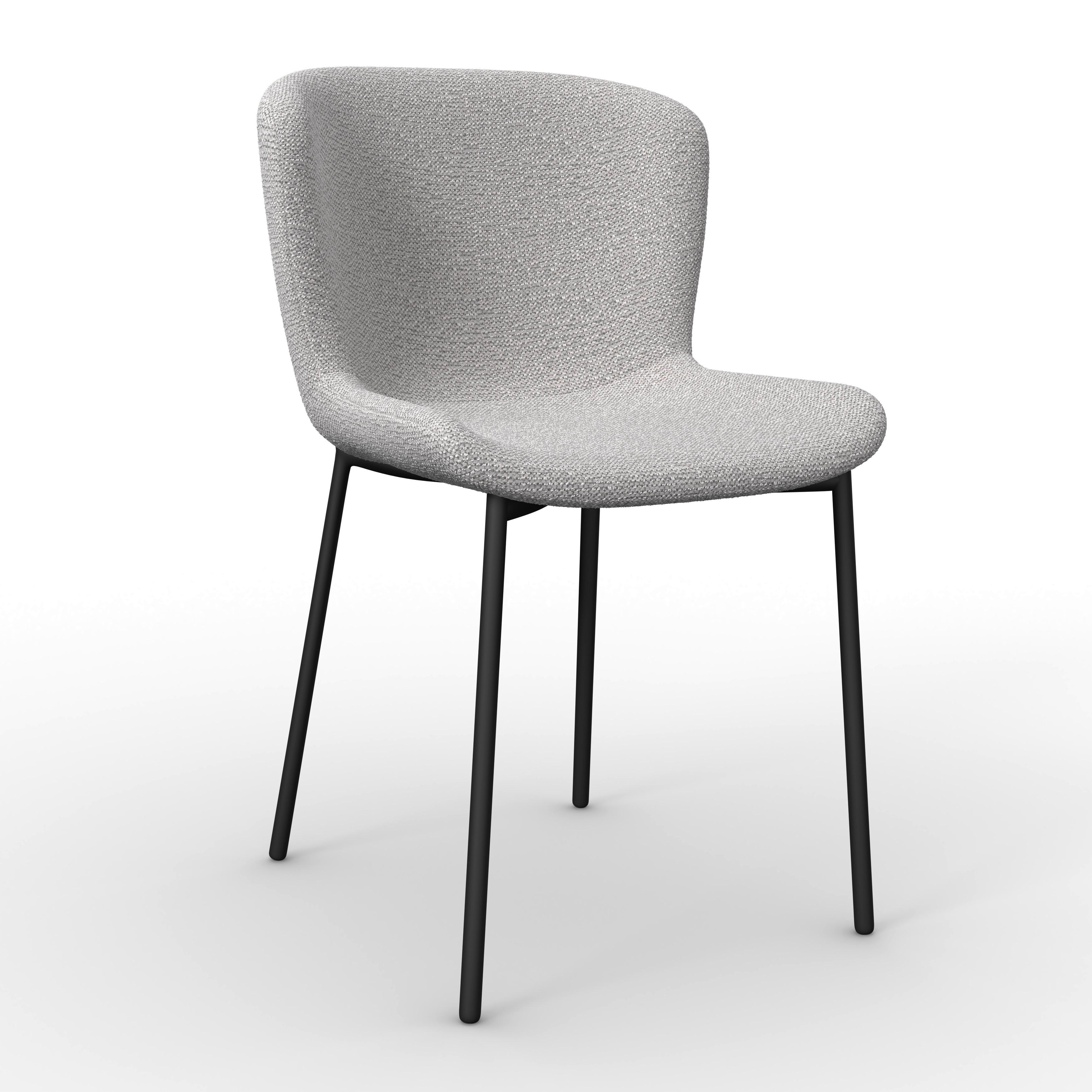 Stuhl Noemie Hellgrau Chenille Gepolstert - Dunkelgrau/Schwarz, MODERN, Holz/Textil (49/81/54cm) - Bessagi Home