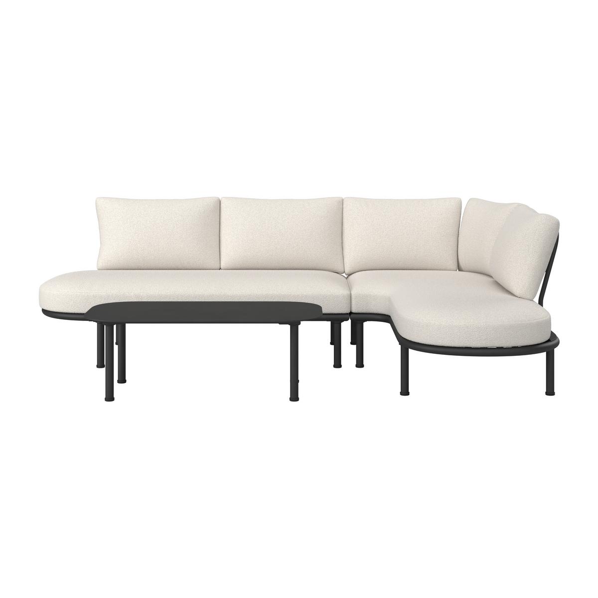 Loungegarnitur Charlotta Creme Metall/Outdoorstoff +Abdeckung - Creme/Schwarz, MODERN, Textil/Metall (242,5/78/75,5cm) - Bessagi Garden