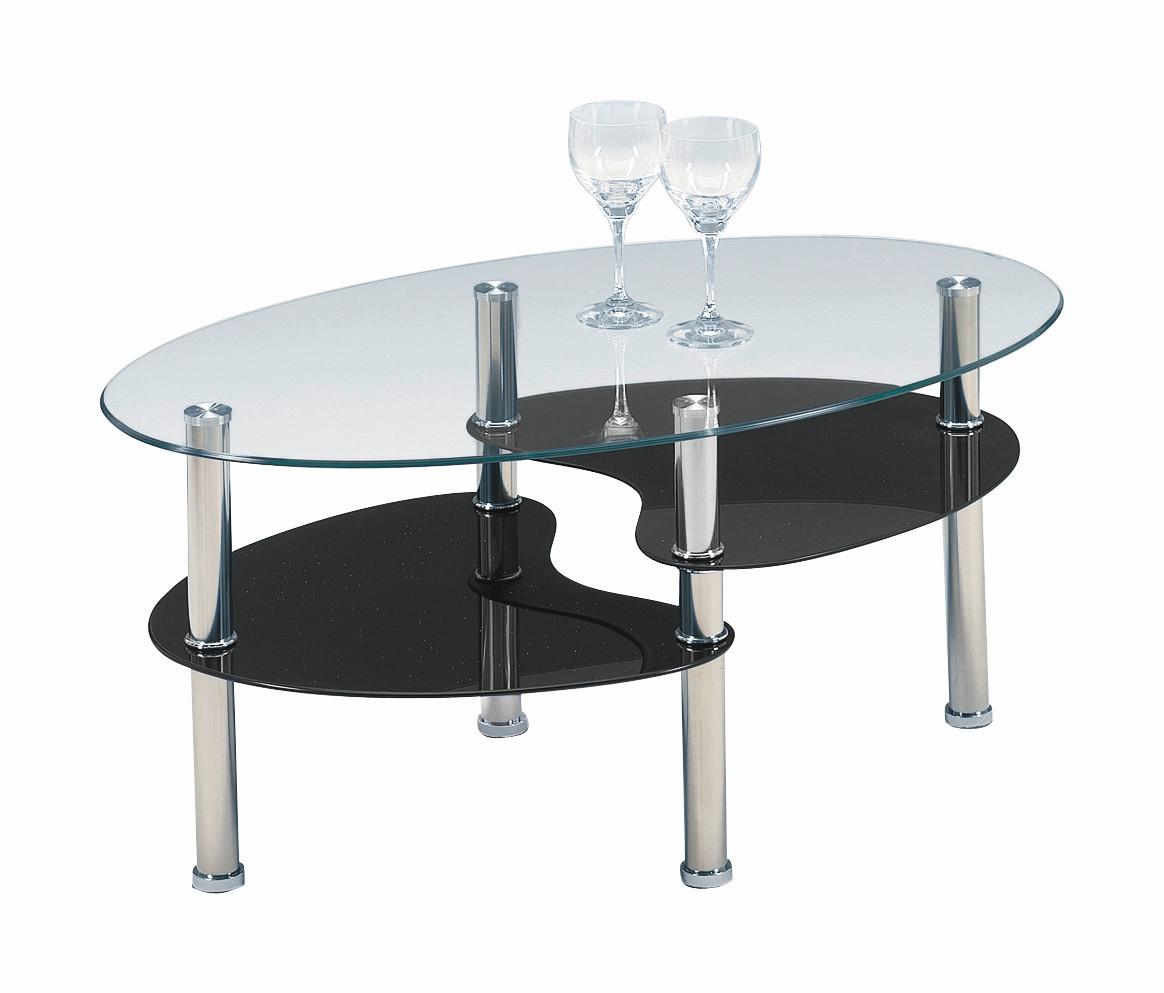 Ovalna Klubska Miza Saba, Črna, Steklo - črna/prozorno, Konvencionalno, kovina/steklo (90/45/55cm) - Modern Living