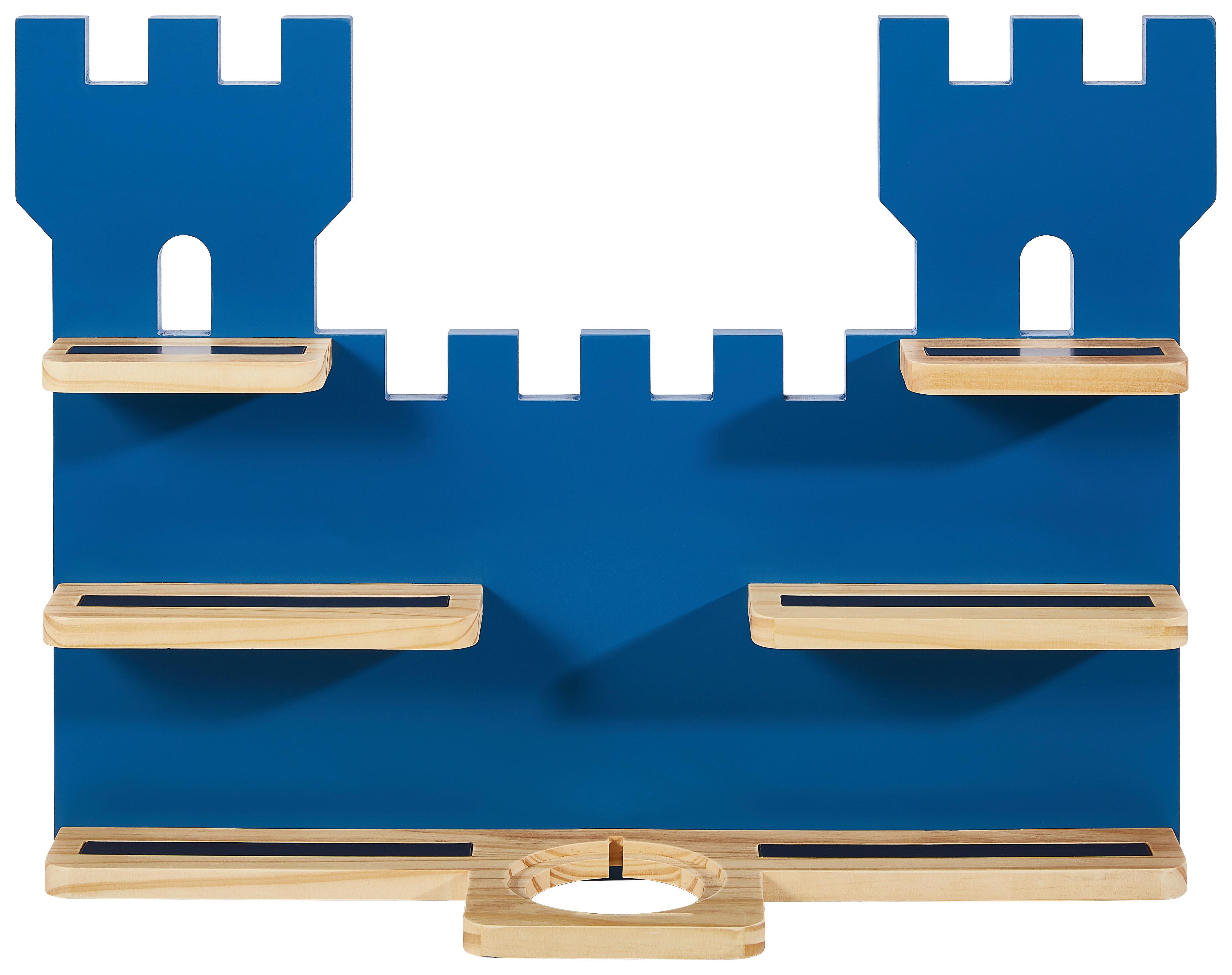 REGAŁ ŚCIENNY K011 - TREND - - kolor naturalny/niebieski, Trend, materiał drewnopochodny/drewno (56/43/15cm) - Ben'n'jen