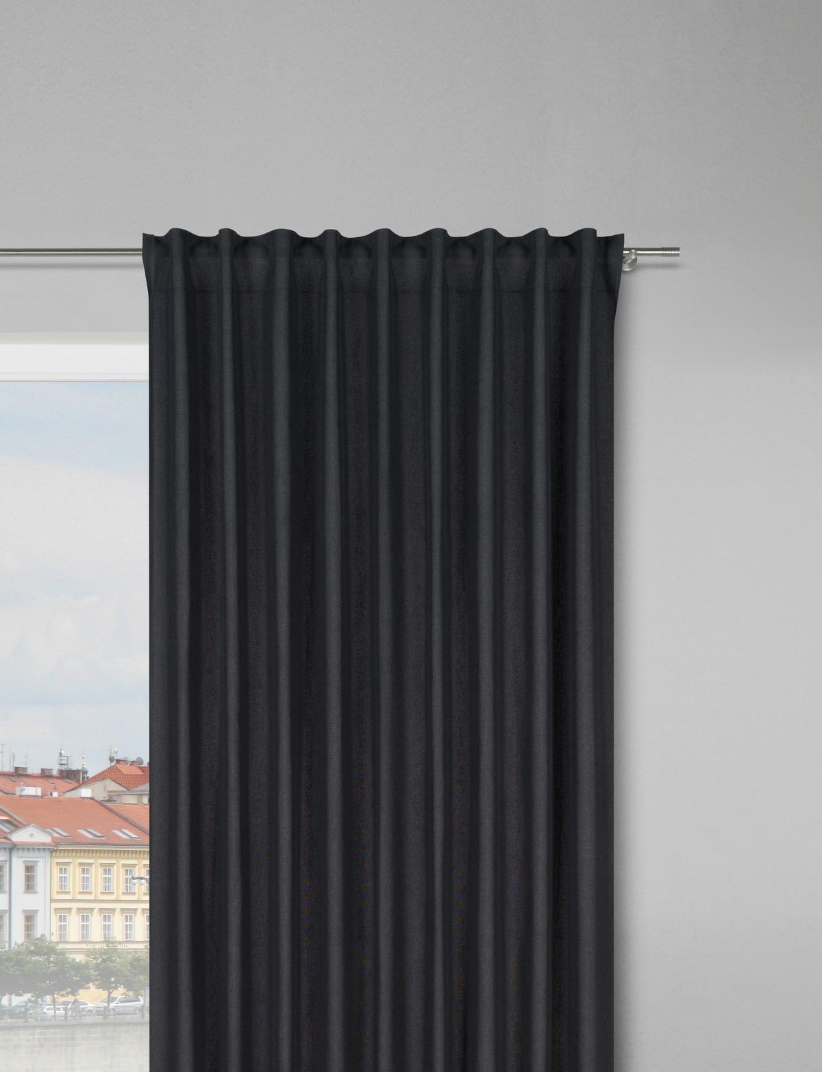 Fertigvorhang Ulrich Schwarz ca. 135x245cm - Schwarz, Textil (135/245cm) - Modern Living