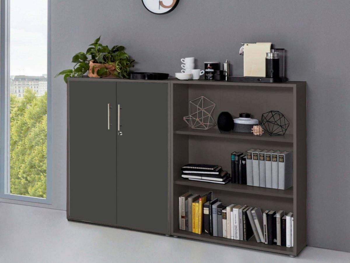 AKTENSCHRANK OFFICE EDITION-SW SET 1 NIEDR. - Anthrazit, MODERN, Holzwerkstoff (168,8/113,6/33cm) - MID.YOU