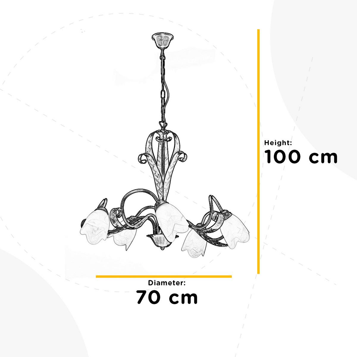 Kronleuchter Sonia Bronzefarben max. 6 Watt - Bronzefarben, Basics, Glas/Metall (70/100cm)