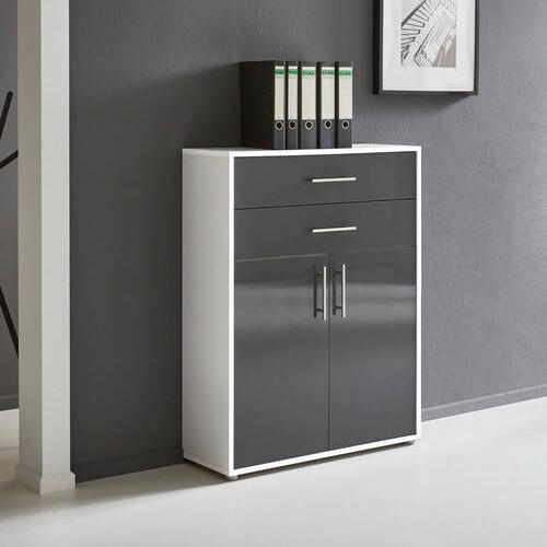Aktenschrank Office Edition Weiß/Anthrazit - Anthrazit Hochglanz/Weiß, MODERN, Holzwerkstoff (84,5/114/33cm) - MID.YOU
